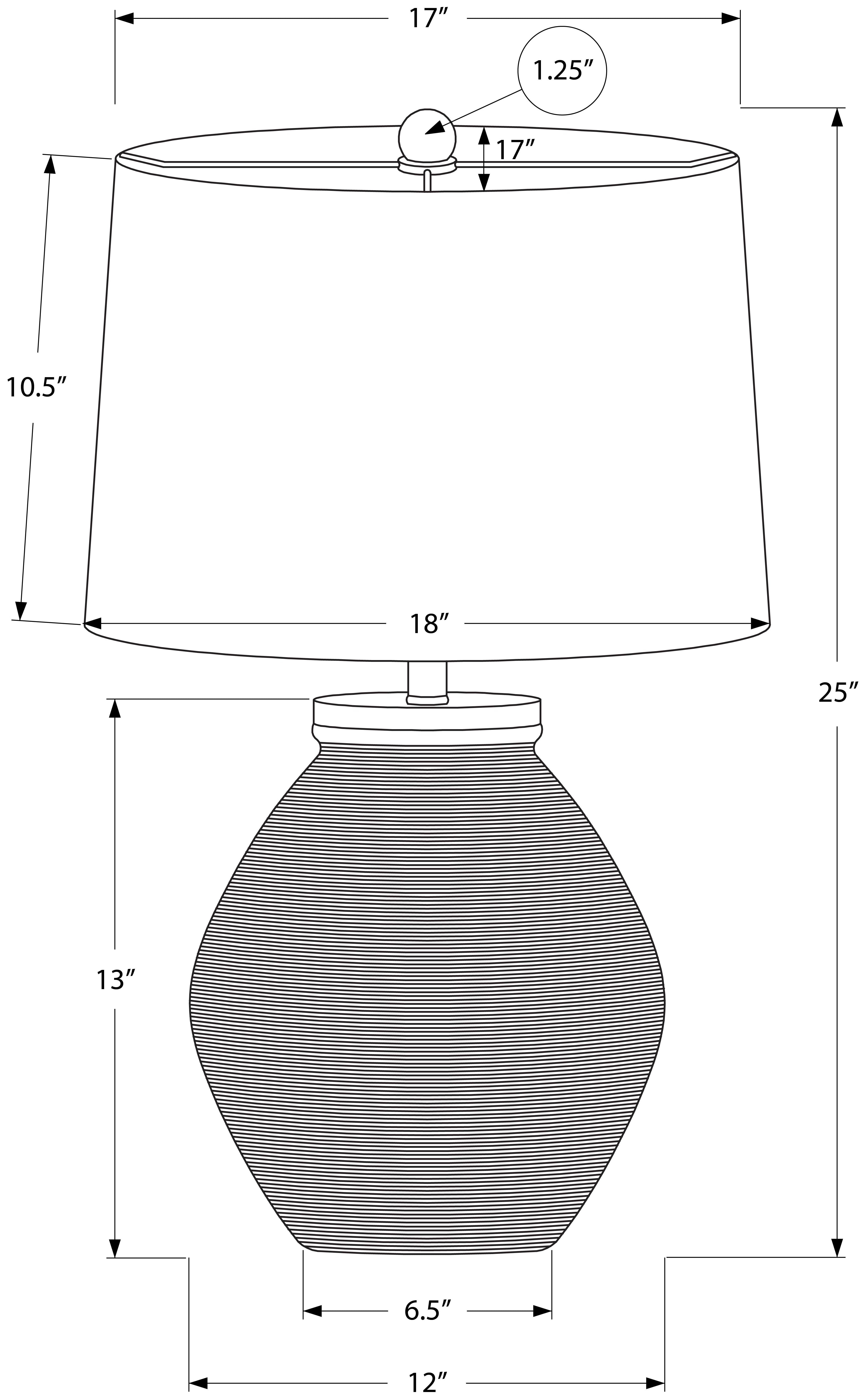 LUMINAIRE - 25"H LAMPE DE TABLE NOIR BETON / IVOIRE – I 9715.
