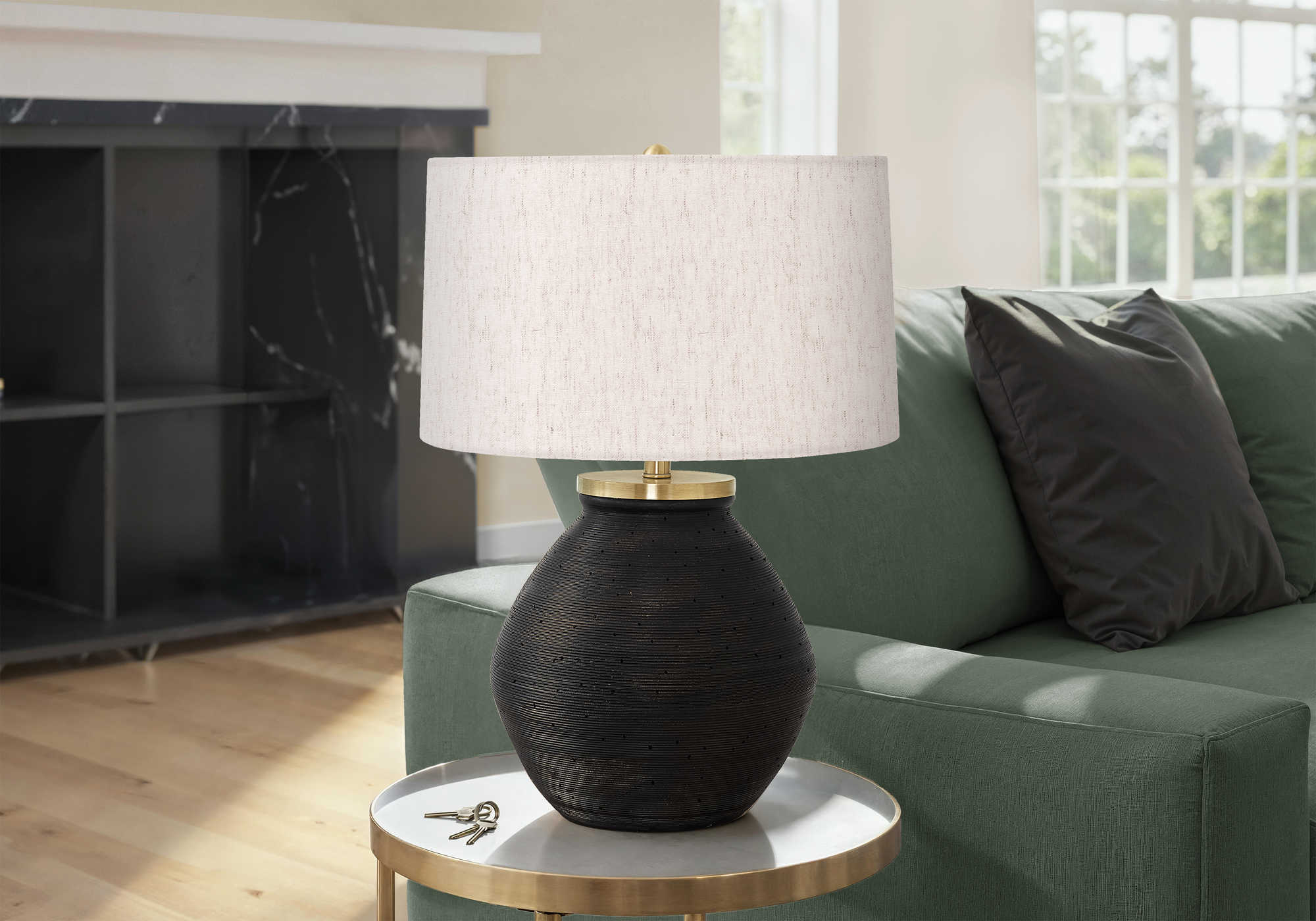 LUMINAIRE - 25"H LAMPE DE TABLE NOIR BETON / IVOIRE – I 9715.
