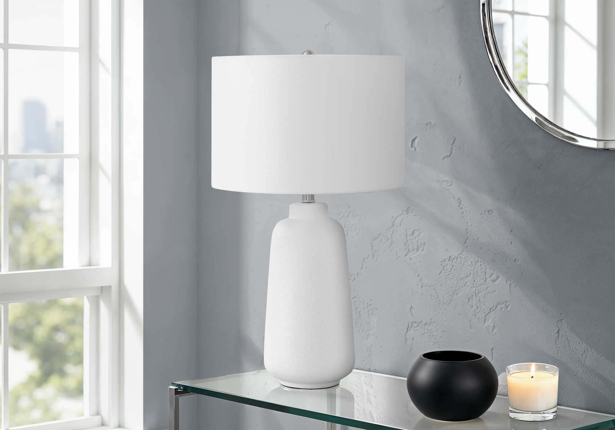 LUMINAIRE - 26"H LAMPE DE TABLE CREME CERAMIQUE / IVOIRE – I 9716.