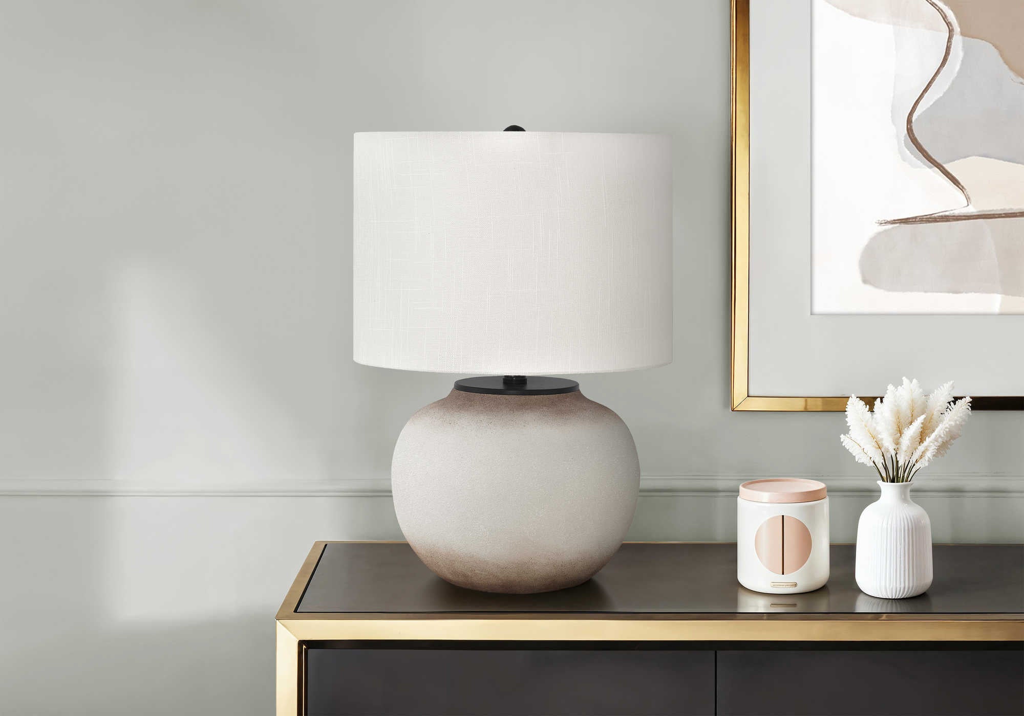 LUMINAIRE - 21"H LAMPE DE TABLE CREME CERAMIQUE / IVOIRE – I 9722.