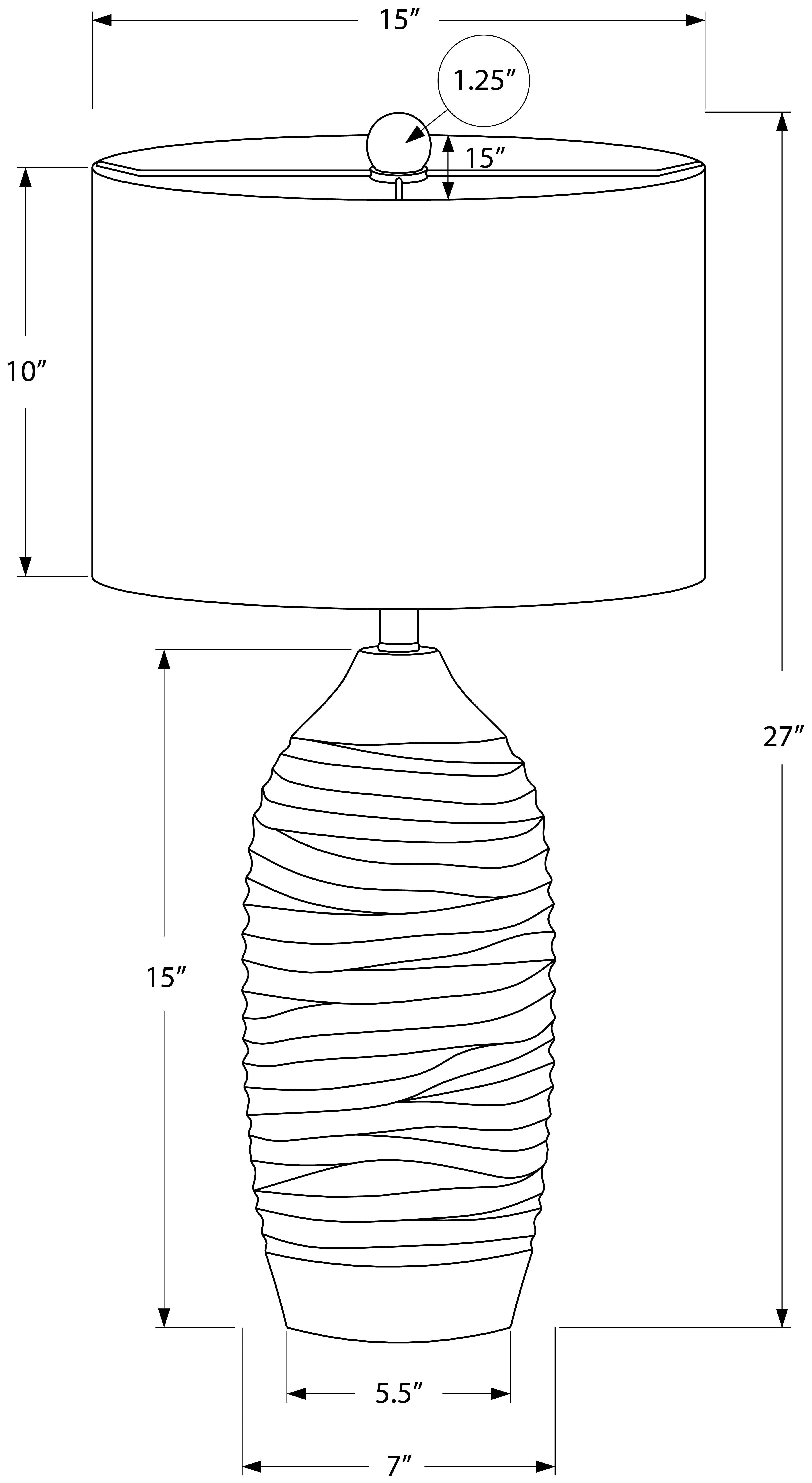 LUMINAIRE - 27"H LAMPE DE TABLE GRIS RESINE / IVOIRE – I 9723.