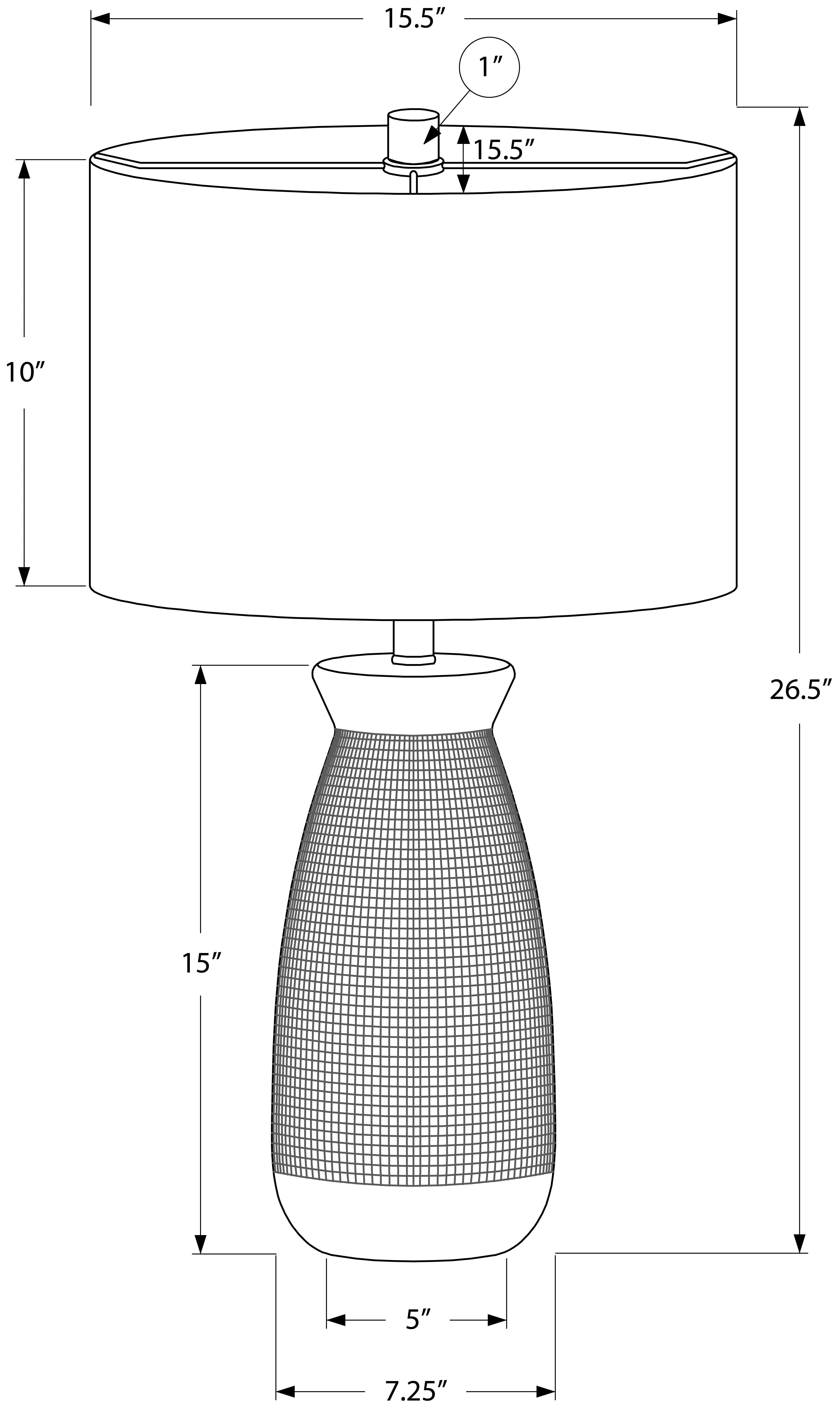 LUMINAIRE - 27"H LAMPE DE TABLE GRIS CERAMIQUE / GRIS – I 9725.