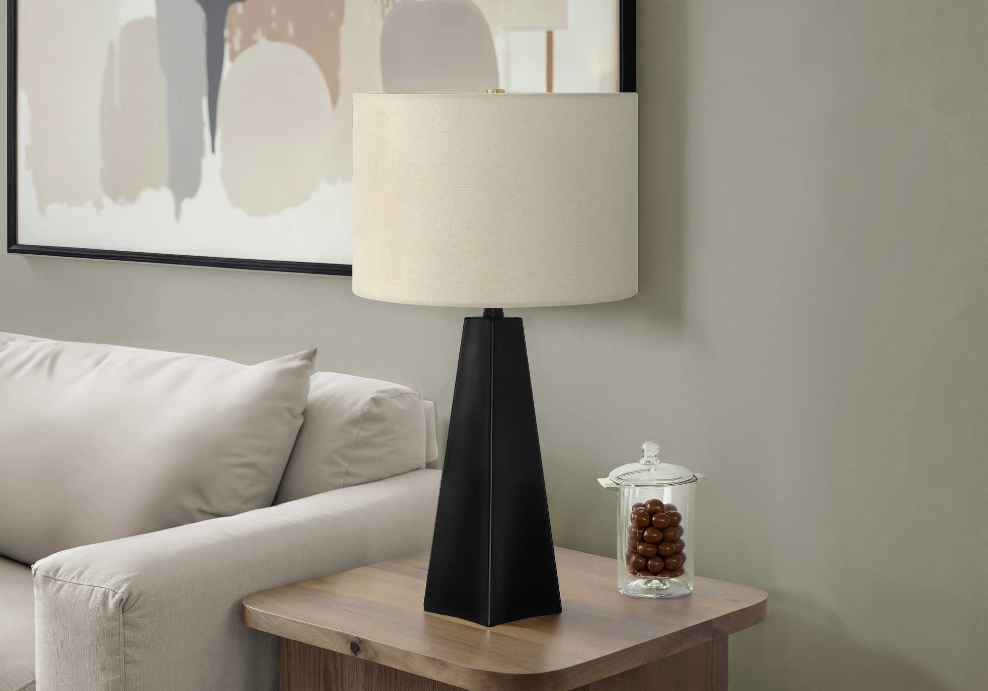 LUMINAIRE - 27"H LAMPE DE TABLE NOIR RESINE / BEIGE – I 9726.
