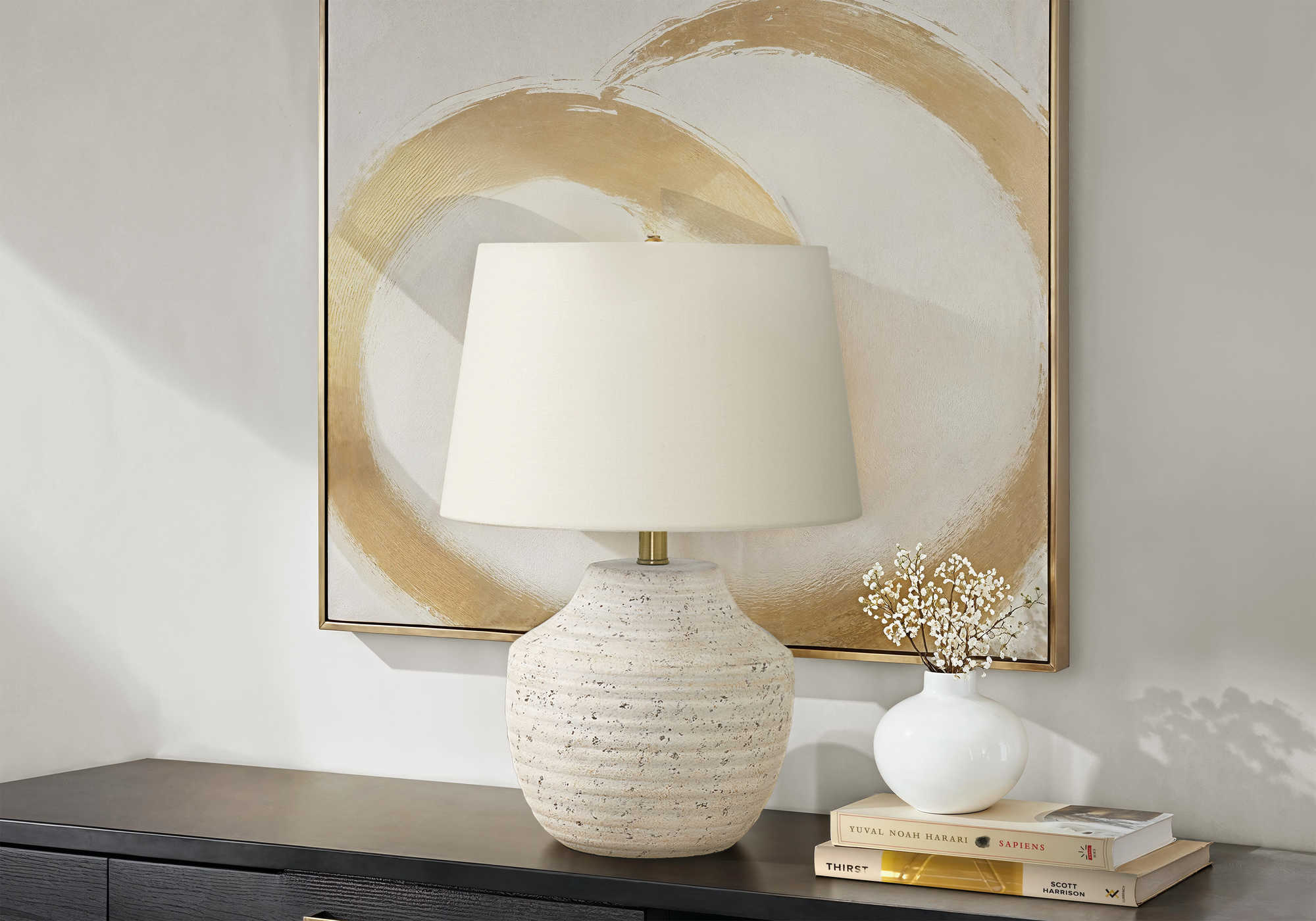 LUMINAIRE - 20"H LAMPE DE TABLE CREME BETON / IVOIRE – I 9730.