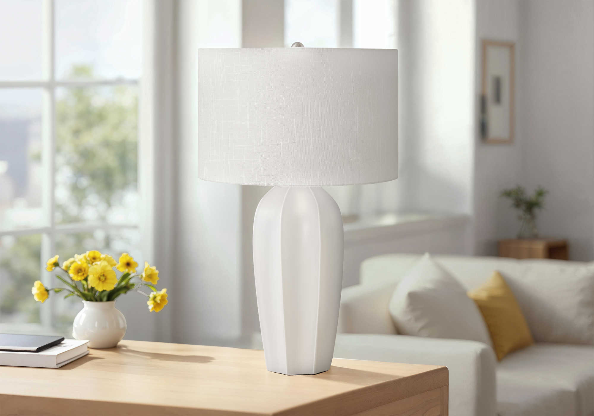 LUMINAIRE - 27"H LAMPE DE TABLE CREME CERAMIQUE / IVOIRE – I 9731.