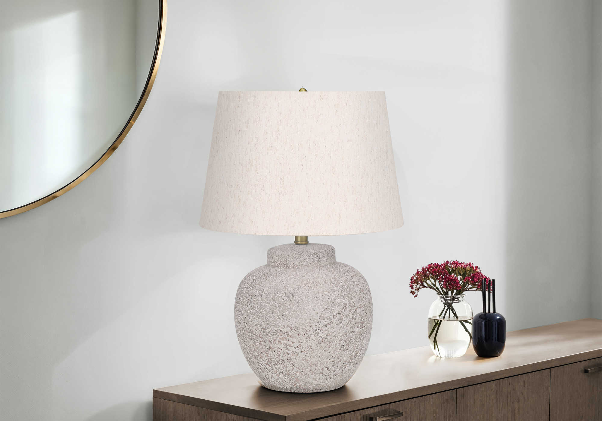LUMINAIRE - 22"H LAMPE DE TABLE CREME BETON / IVOIRE – I 9732.