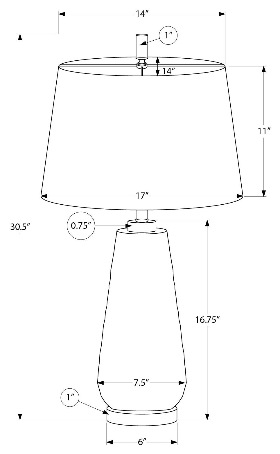 LUMINAIRE - 31"H LAMPE DE TABLE GRIS RESINE-CRYSTAL / IVOIRE – I 9737