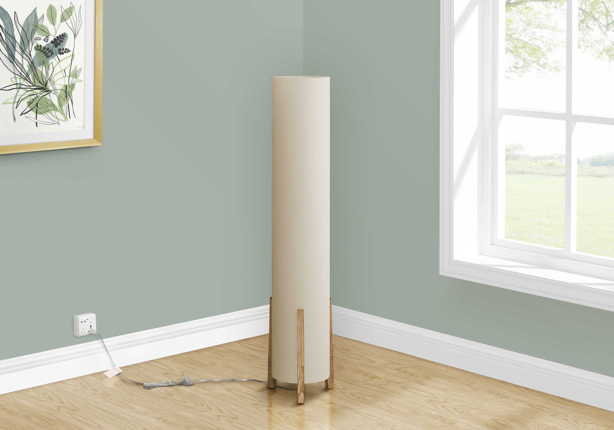 Image of lighting - 50"h floor lamp wood look base / ivory.