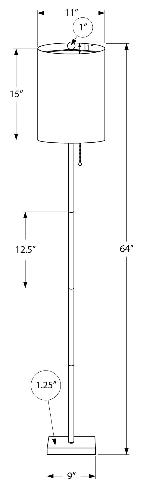 LUMINAIRE - 62"H LAMPE SUR PIED LAITON METAL / IVOIRE – I 9759.