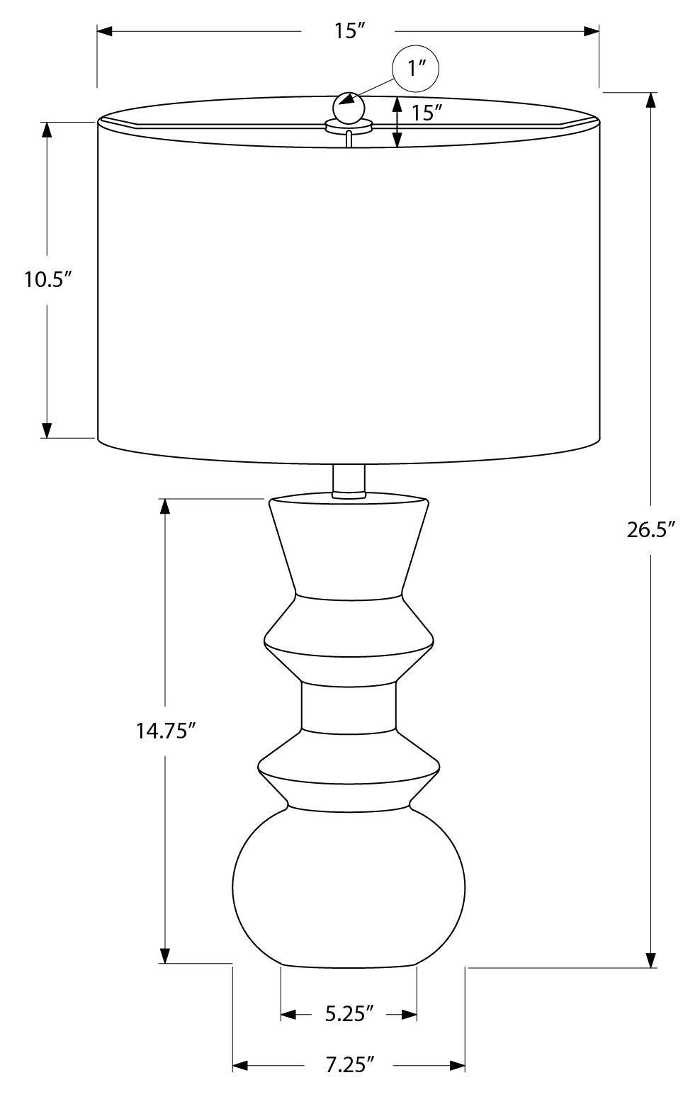 LUMINAIRE - 26"H LAMPE DE TABLE NOIR CERAMIQUE / IVOIRE – I 9763.