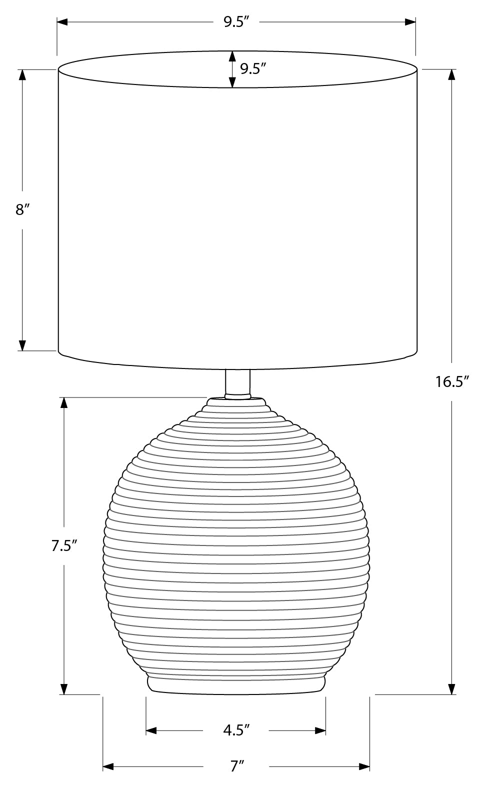 LUMINAIRE - 16"H LAMPE DE TABLE NOIR RESINE / IVOIRE – I 9764.