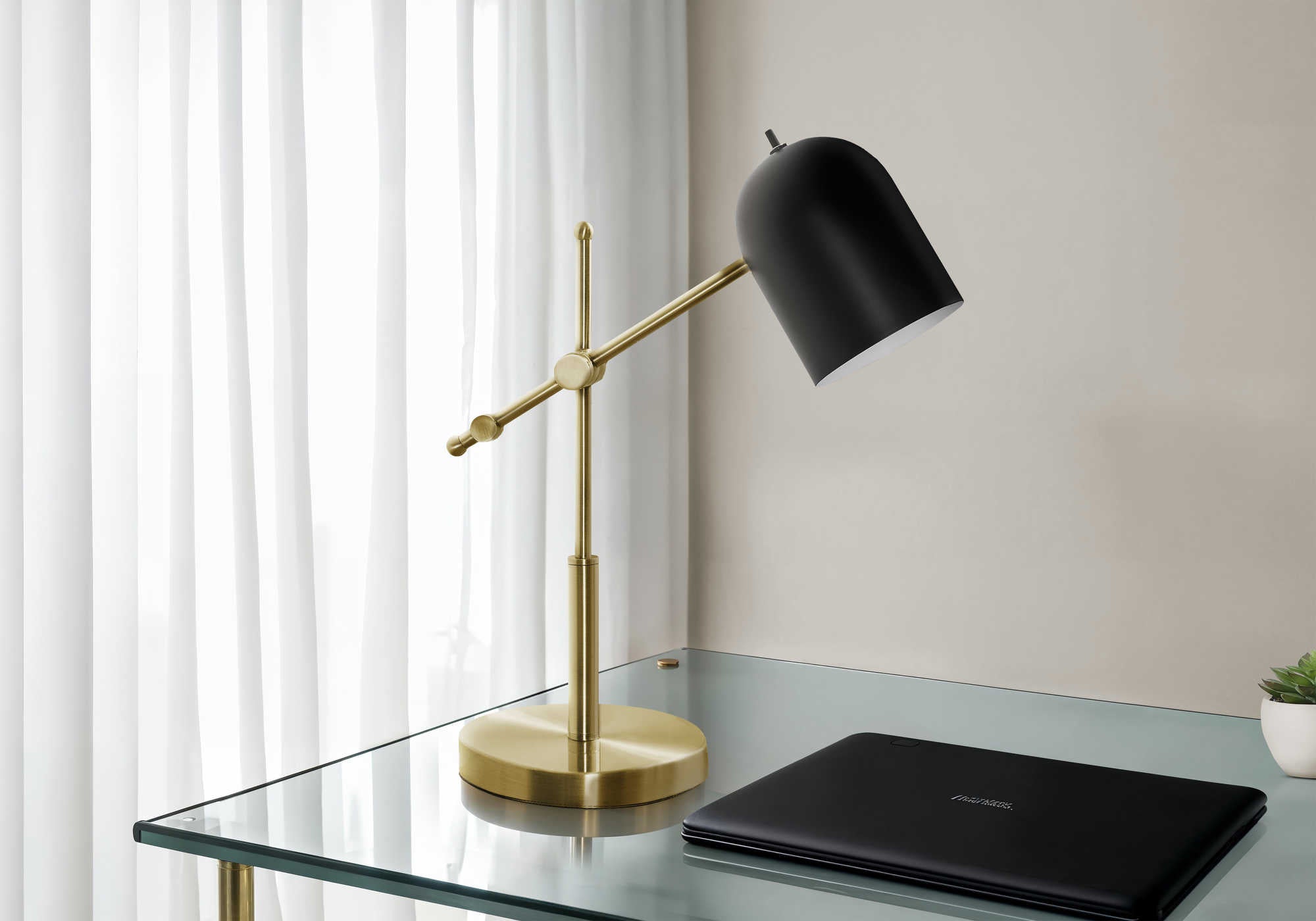 LUMINAIRE - 18"H LAMPE DE TABLE LAITON METAL / NOIR – I 9766.