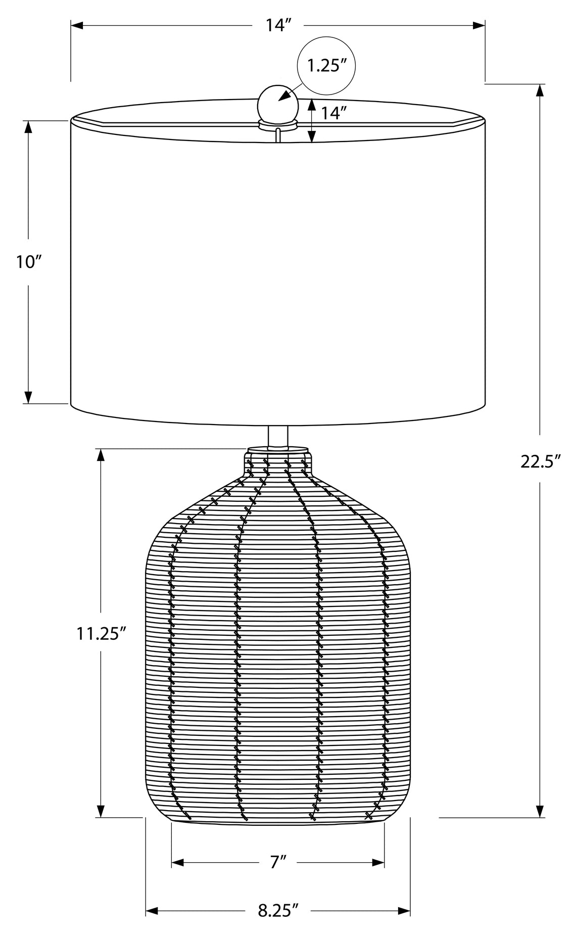 LUMINAIRE - 23"H LAMPE DE TABLE BRUN ROTIN / BEIGE – I 9769.