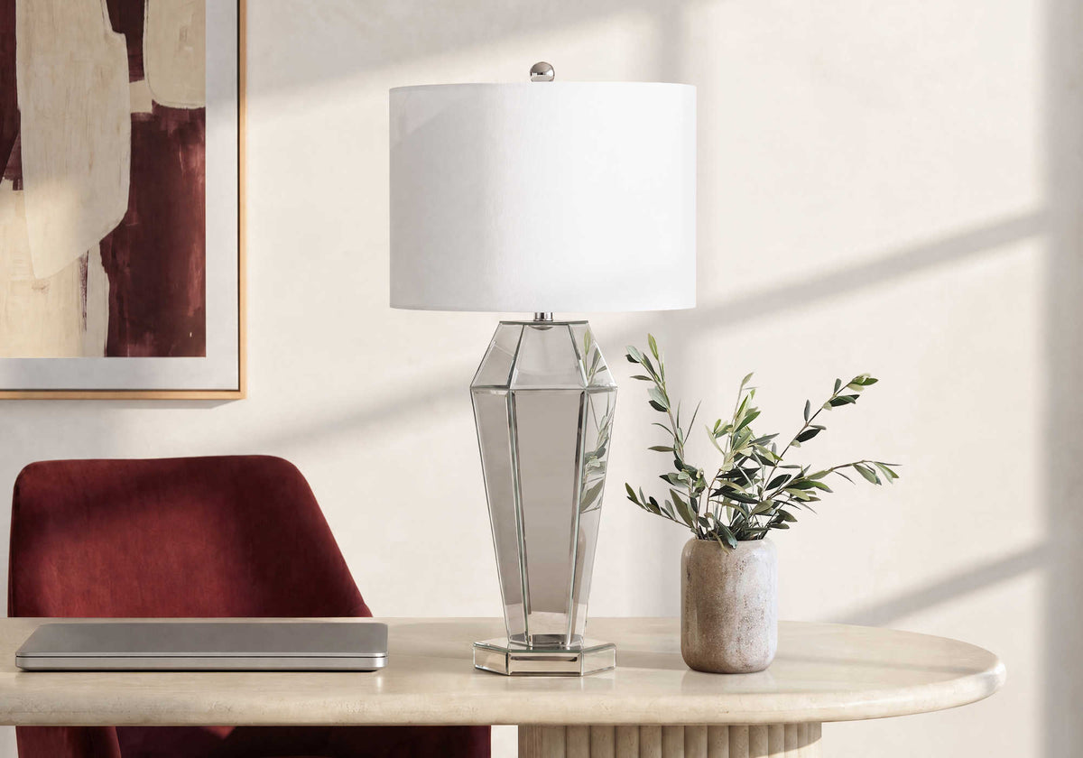 LUMINAIRE - 31"H LAMPE DE TABLE MIROIR / IVOIRE – I 9808