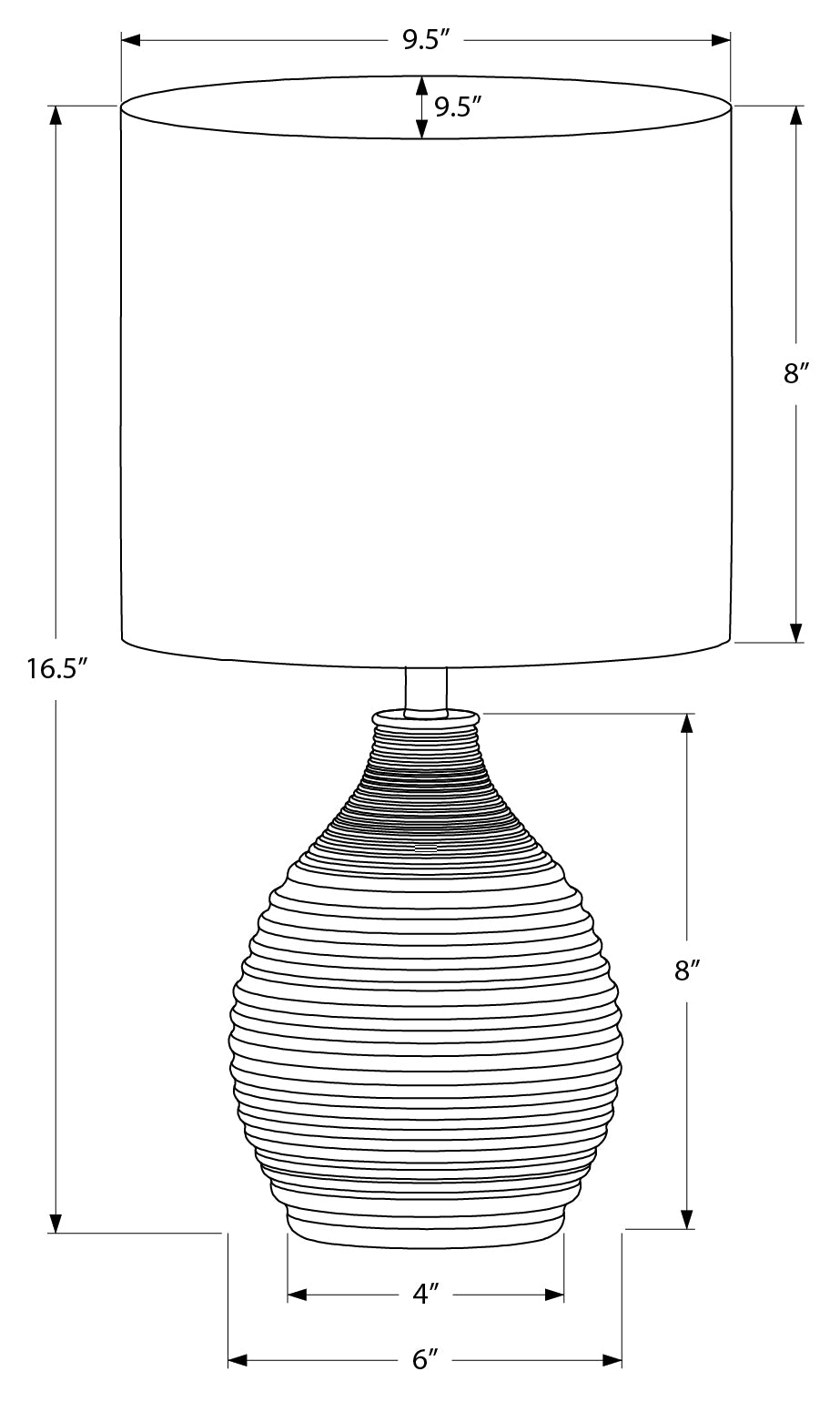 LUMINAIRE - 17"H LAMPE DE TABLE IVOIRE RESINE / IVOIRE – I 9848