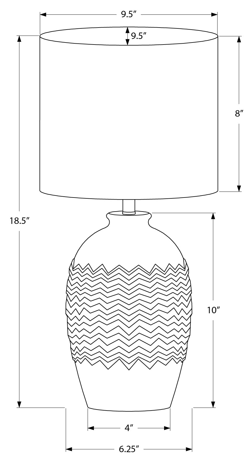 LUMINAIRE - 19"H LAMPE DE TABLE IVOIRE CERAMIQUE / BEIGE – I 9859
