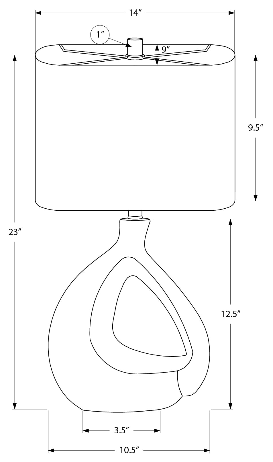 LUMINAIRE - 23"H LAMPE DE TABLE IVOIRE RESINE / IVOIRE – I 9880