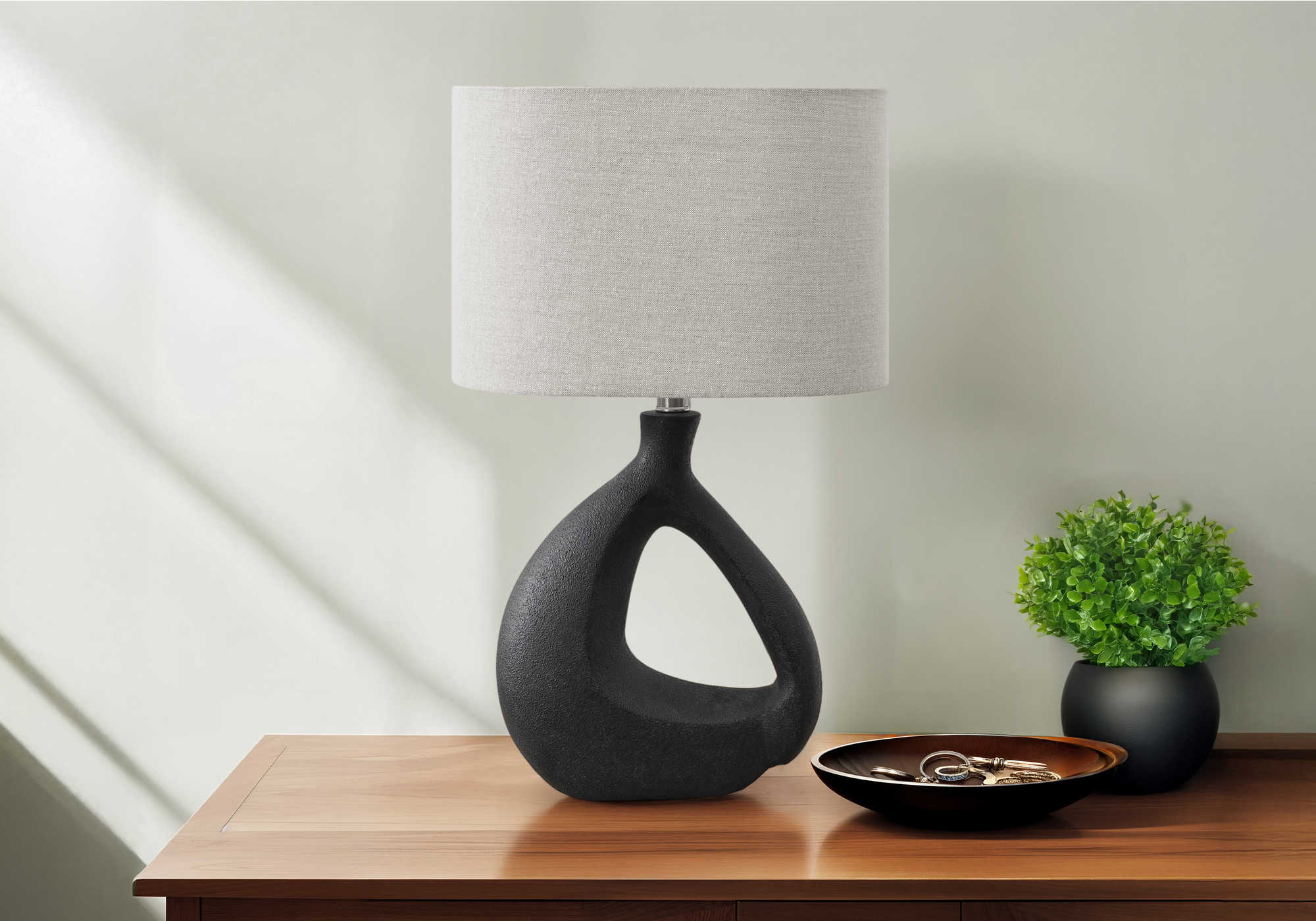 LUMINAIRE - 23"H LAMPE DE TABLE NOIR RESINE / GRIS – I 9881