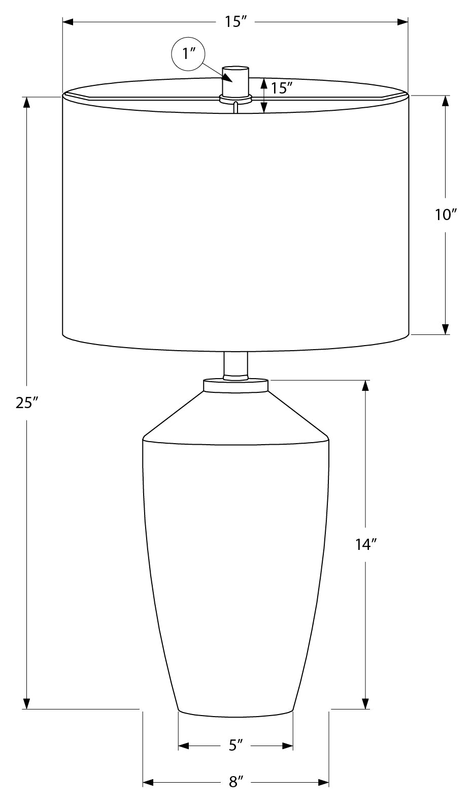 LUMINAIRE - 25"H LAMPE DE TABLE NOIR BETON / IVOIRE – I 9893