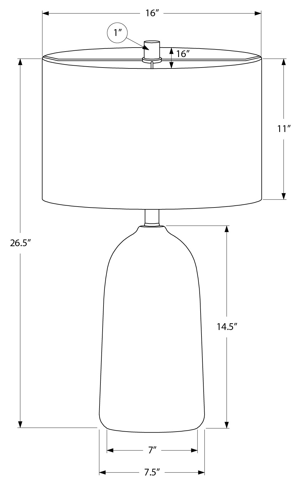 LUMINAIRE - 27"H LAMPE DE TABLE NOIR CERAMIQUE / BEIGE – I 9906