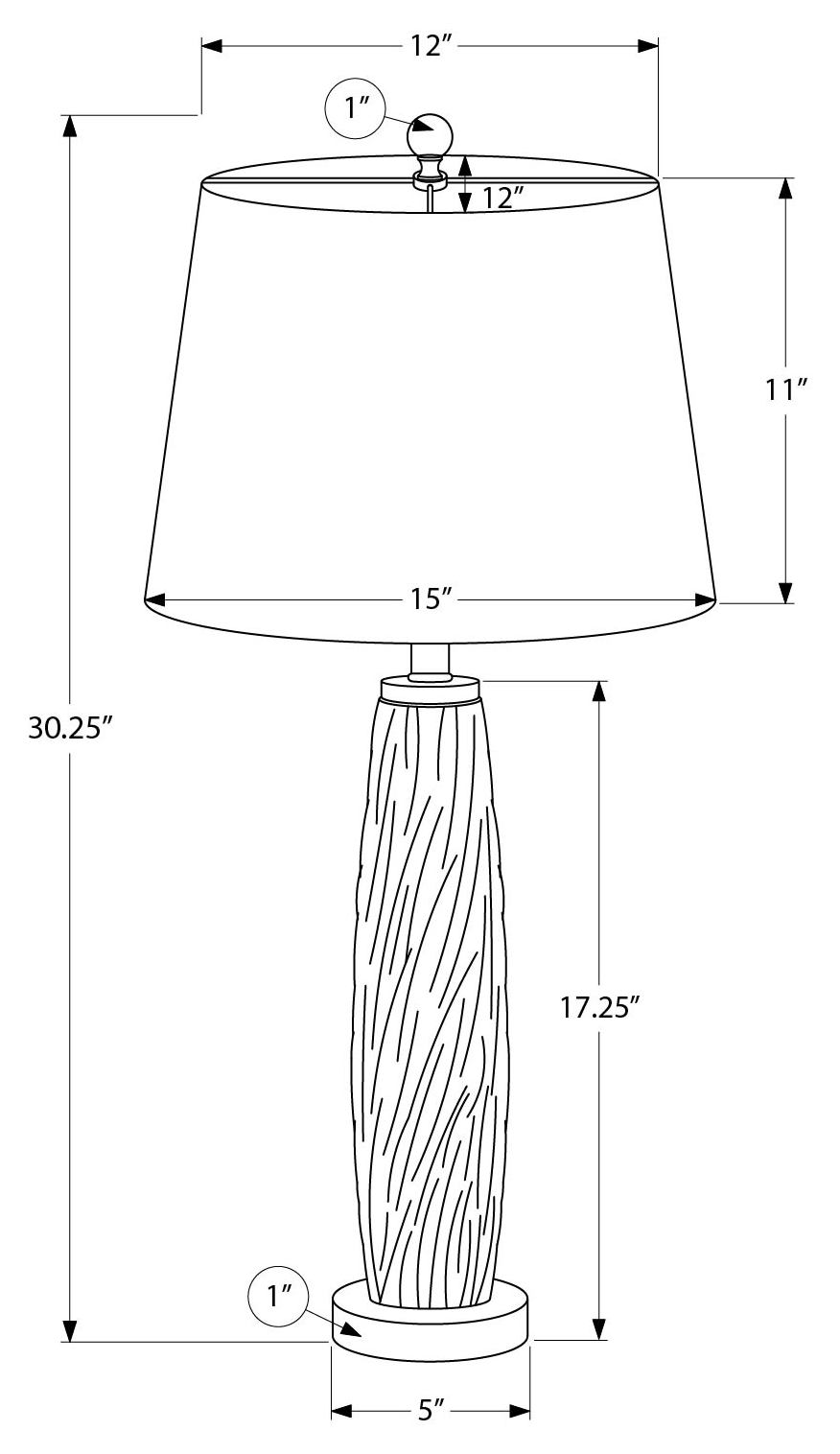 LUMINAIRE - 30"H LAMPE DE TABLE NOIR VERRE-CRYSTAL / NOIR – I 9911