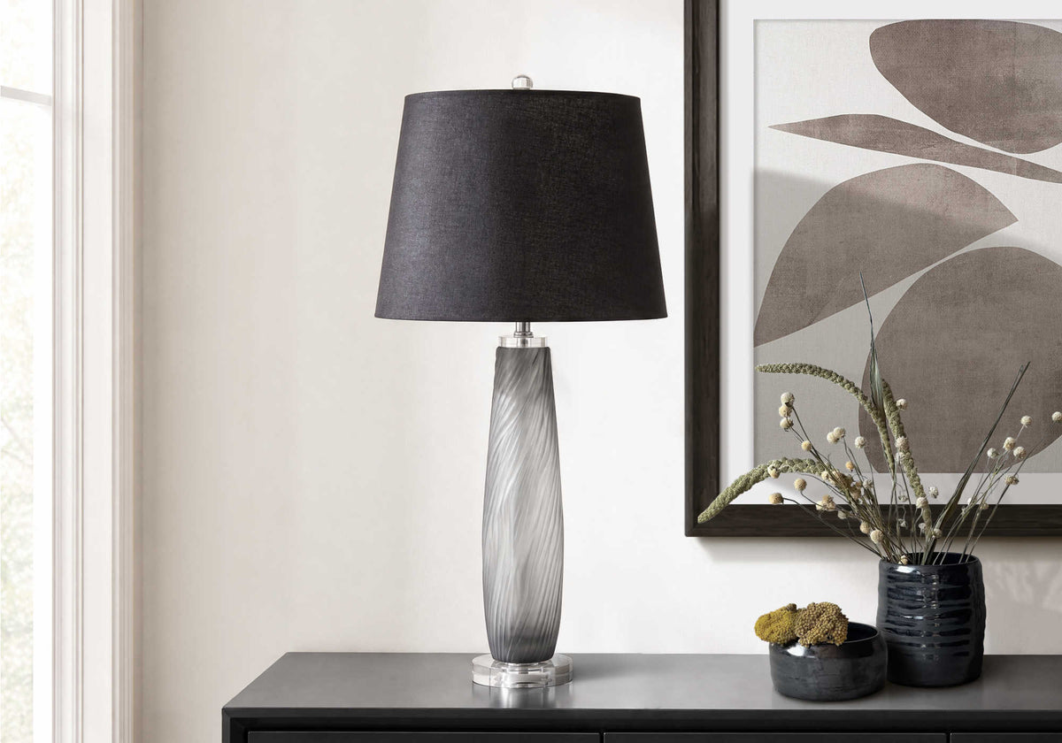 LUMINAIRE - 30"H LAMPE DE TABLE NOIR VERRE-CRYSTAL / NOIR – I 9911