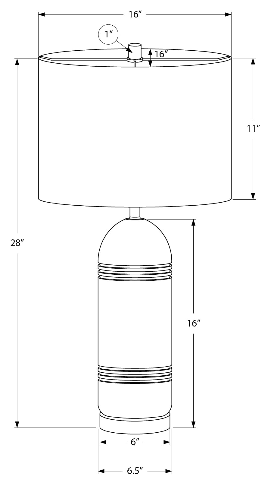 LUMINAIRE - 28"H LAMPE DE TABLE GRIS RESINE / NOIR – I 9914