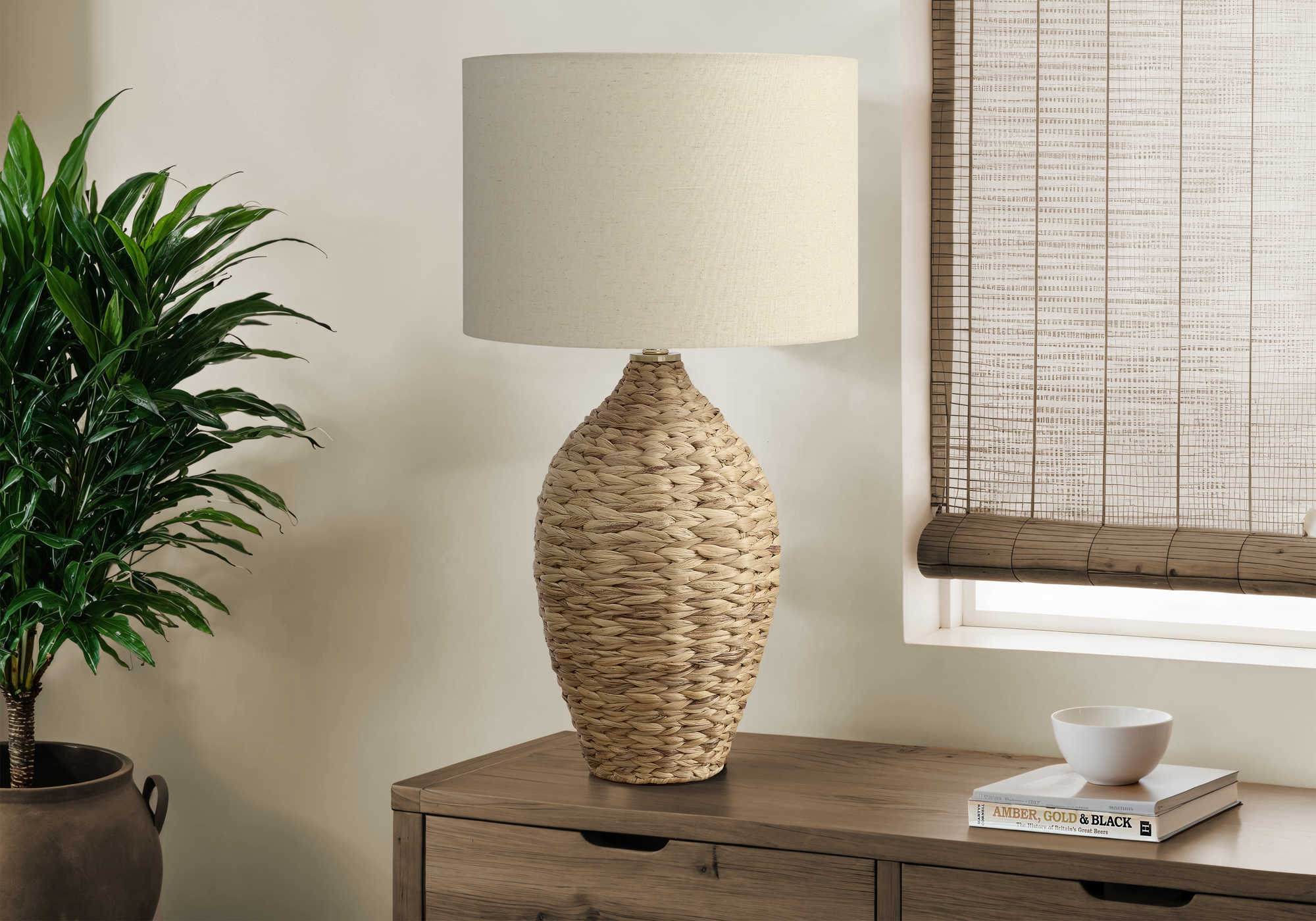 LUMINAIRE - 30"H LAMPE DE TABLE NATUREL ROTIN / BEIGE – I 9917