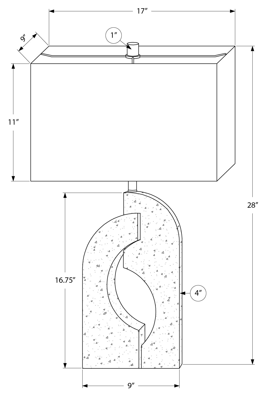 LUMINAIRE - 28"H LAMPE DE TABLE BEIGE RESINE / IVOIRE – I 9930
