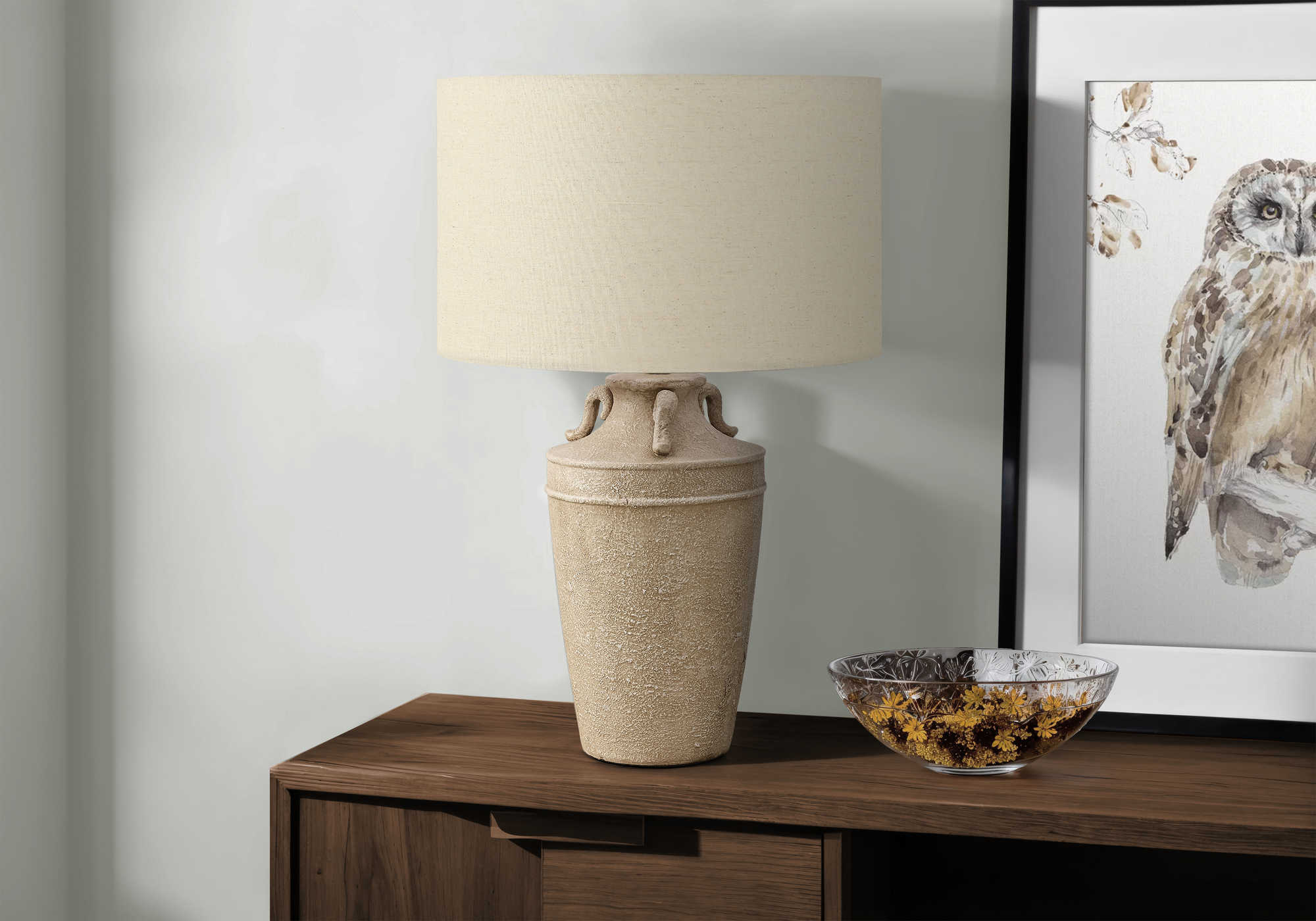 LUMINAIRE - 28"H LAMPE DE TABLE BEIGE CERAMIQUE / BEIGE – I 9938