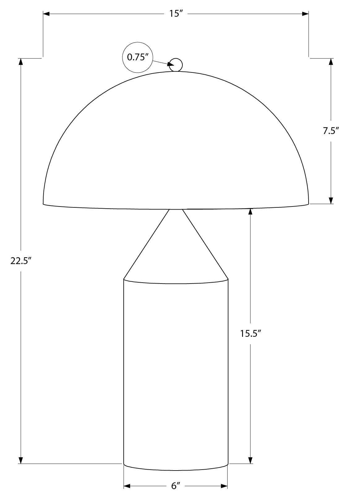 LUMINAIRE - 23"H LAMPE DE TABLE NOIR METAL – I 9952