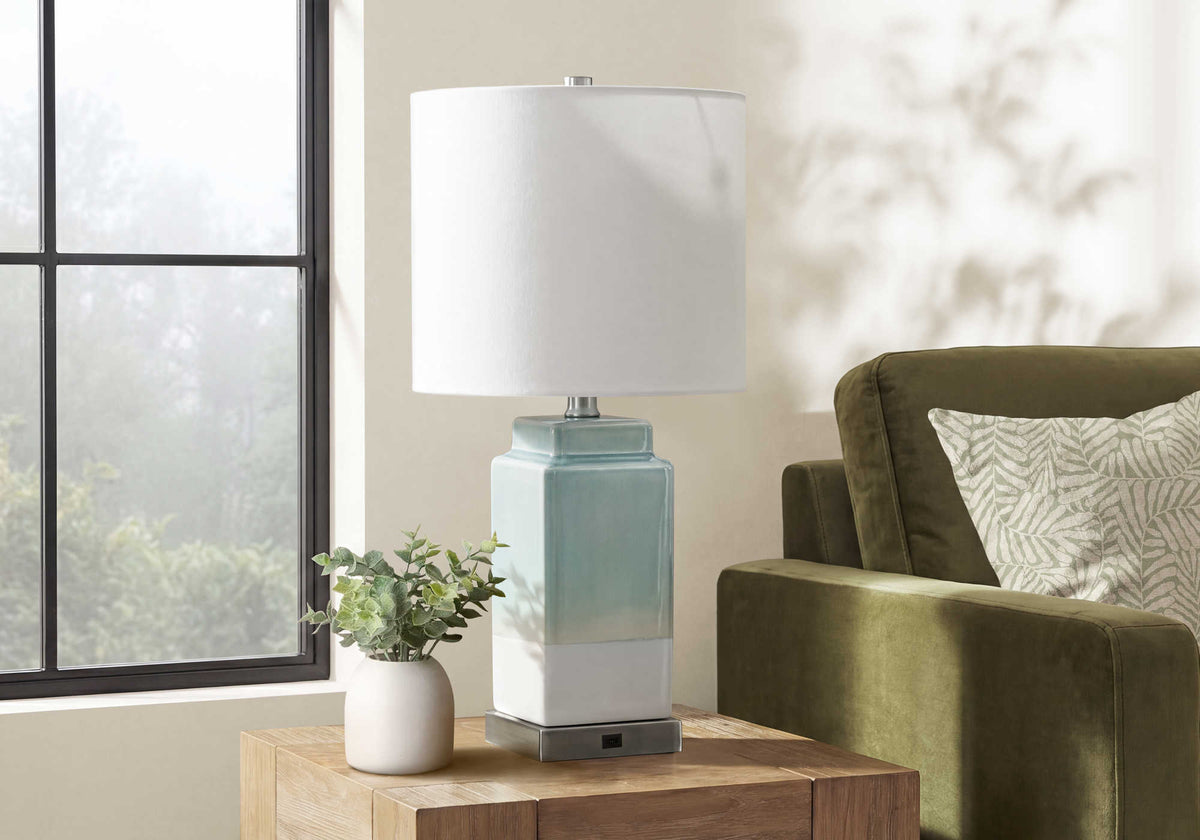 LUMINAIRE - 2MCX / 21"LAMPE DE TABLE CERAMIQUE VERT / USB – I 9966