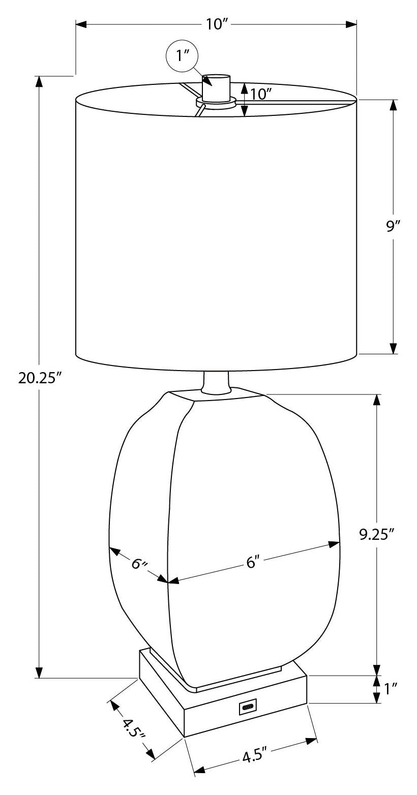 LUMINAIRE - 2MCX / 21"LAMPE DE TABLE VERRE BLEU / USB – I 9967