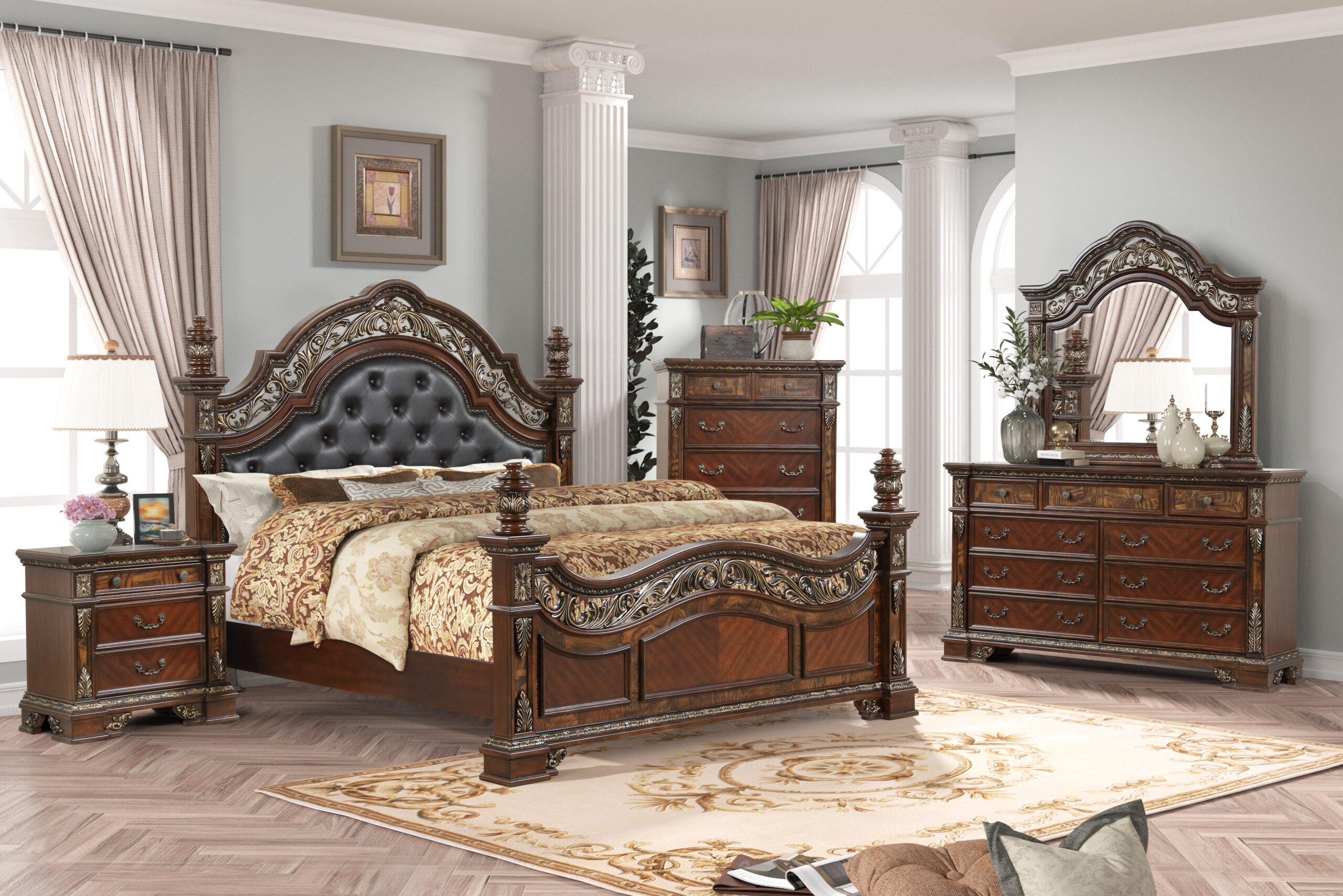 Image of rosana bedroom set solid wood.