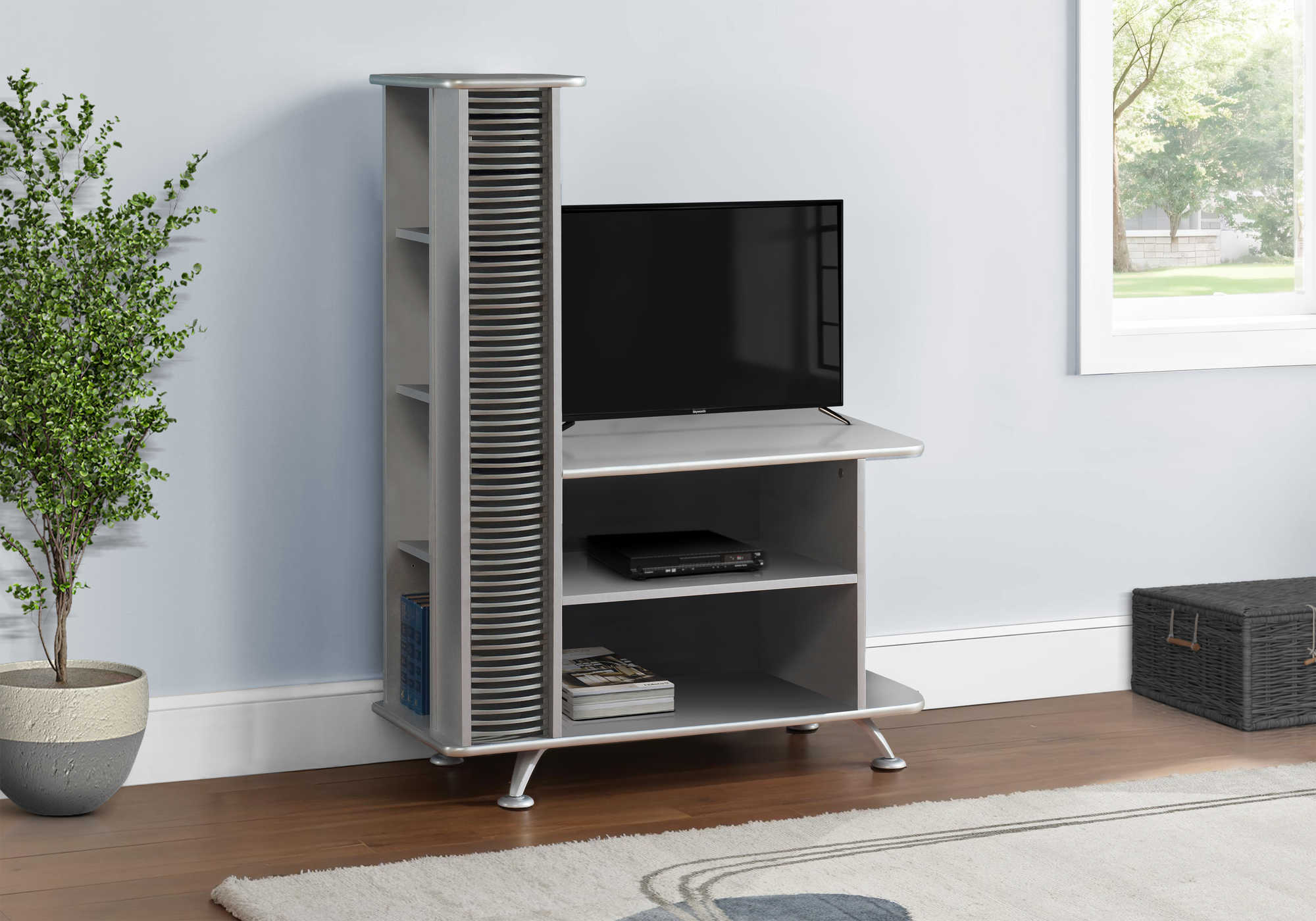 MEUBLE TV - SUPPORT A TV ARGENT – TV 104