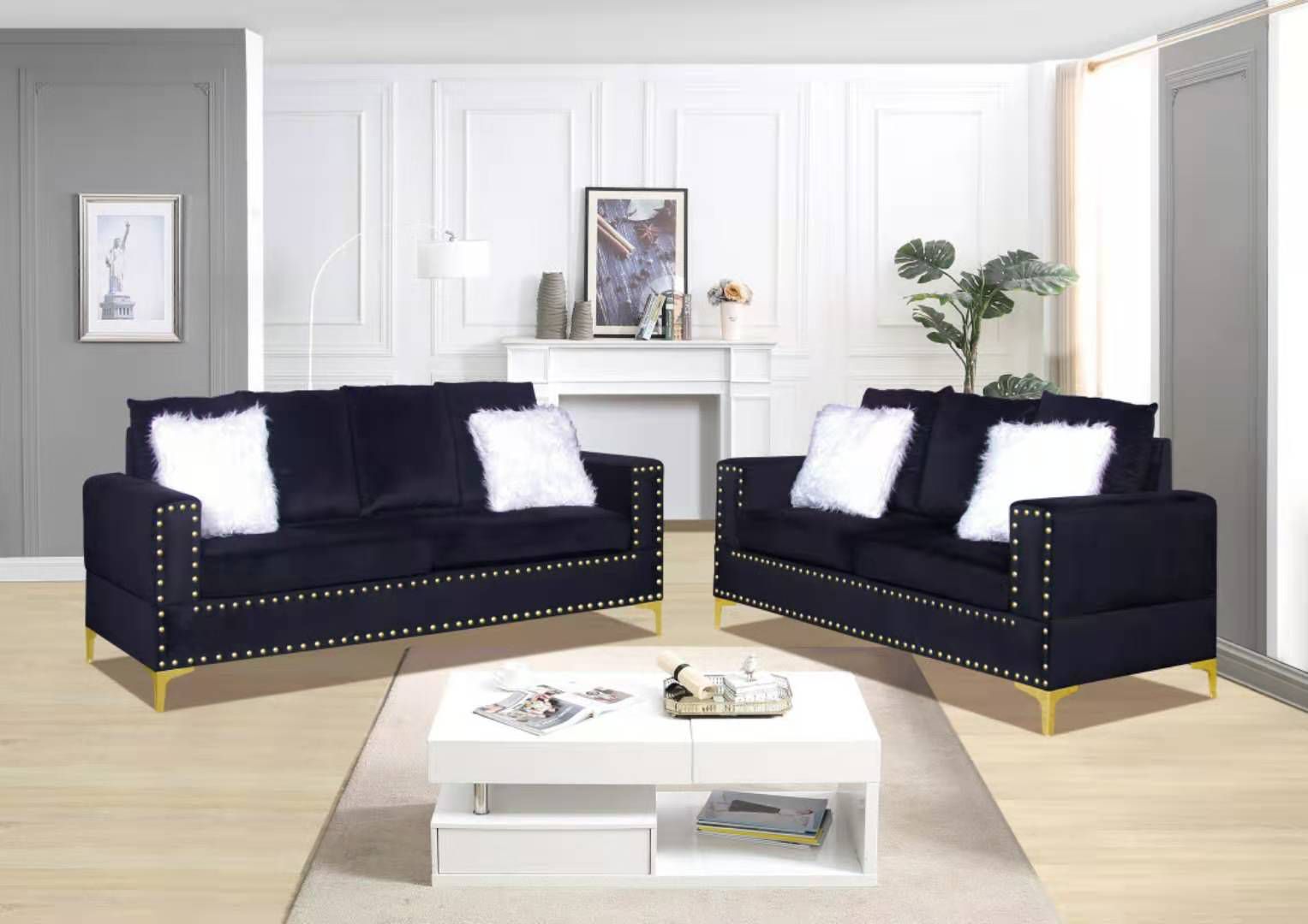 Image of andy sofa set 3 pieces velvet.