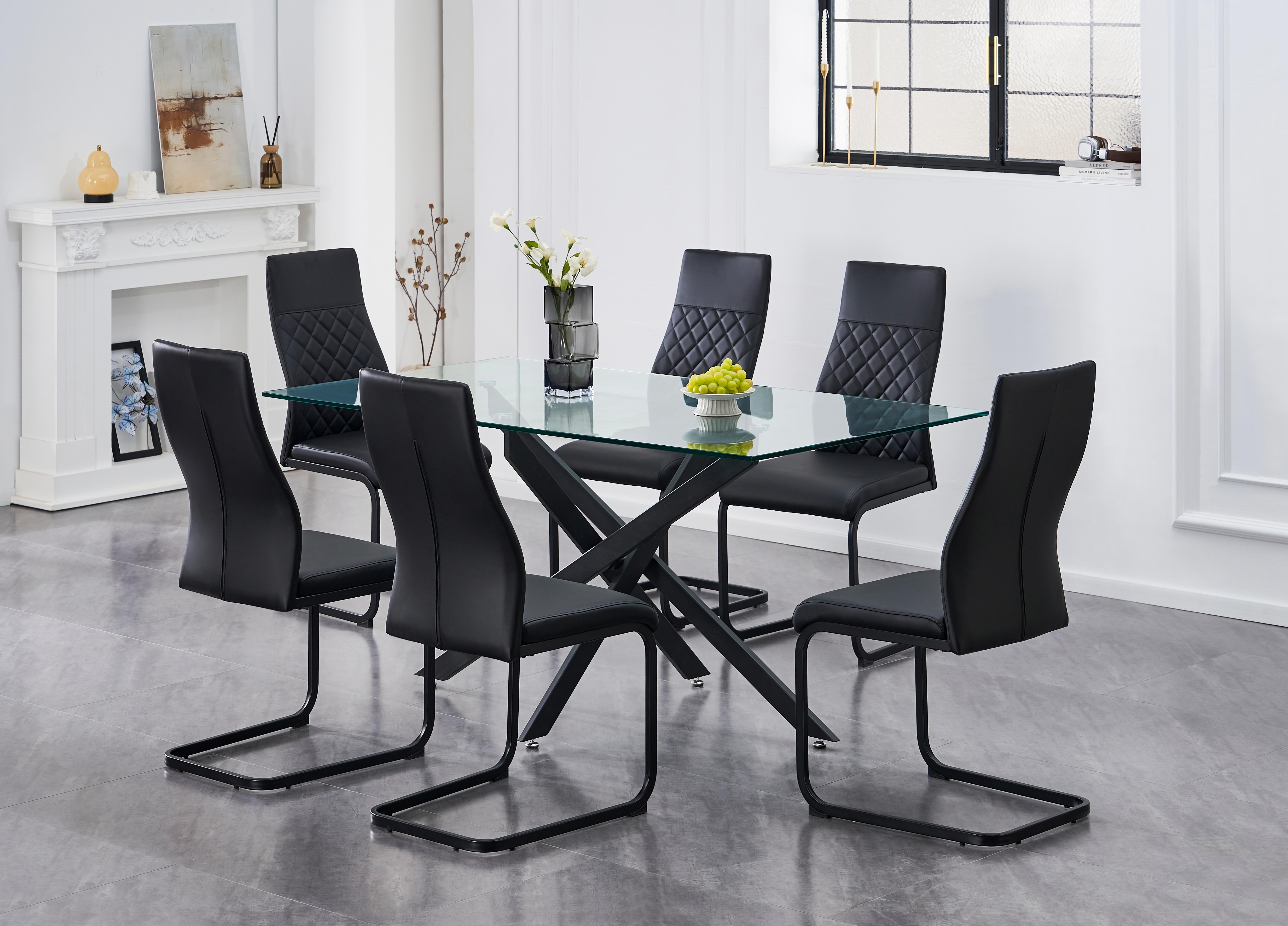 Upholstered in soft Black PU Dinette Set – T-1443 C-1578