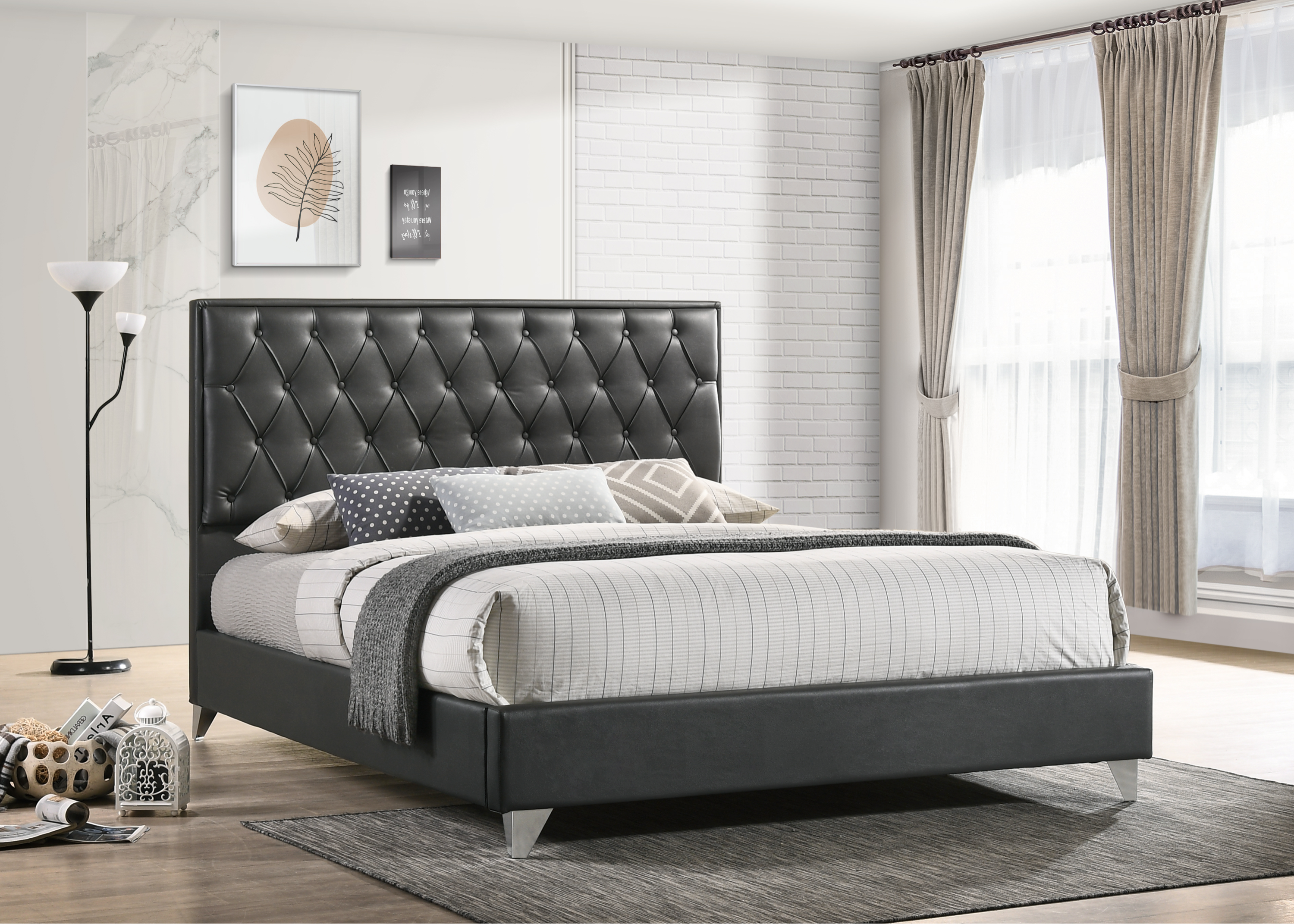 Image of if-5226 - queen or king bed - platform bed includes mattress support.