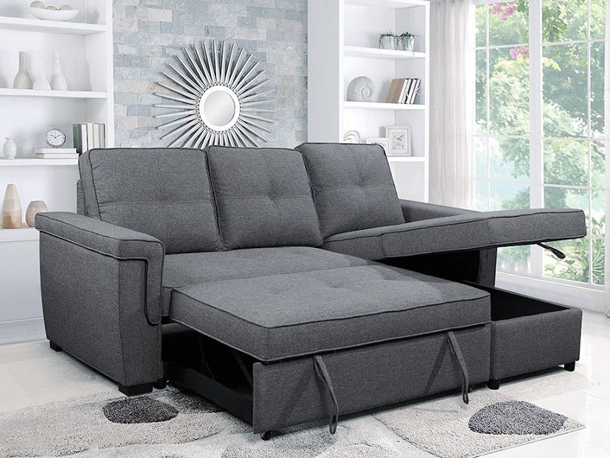 Charcoal Sleeper Sectional with Storage Chaise – IF-9040 W/Reversible Chaise