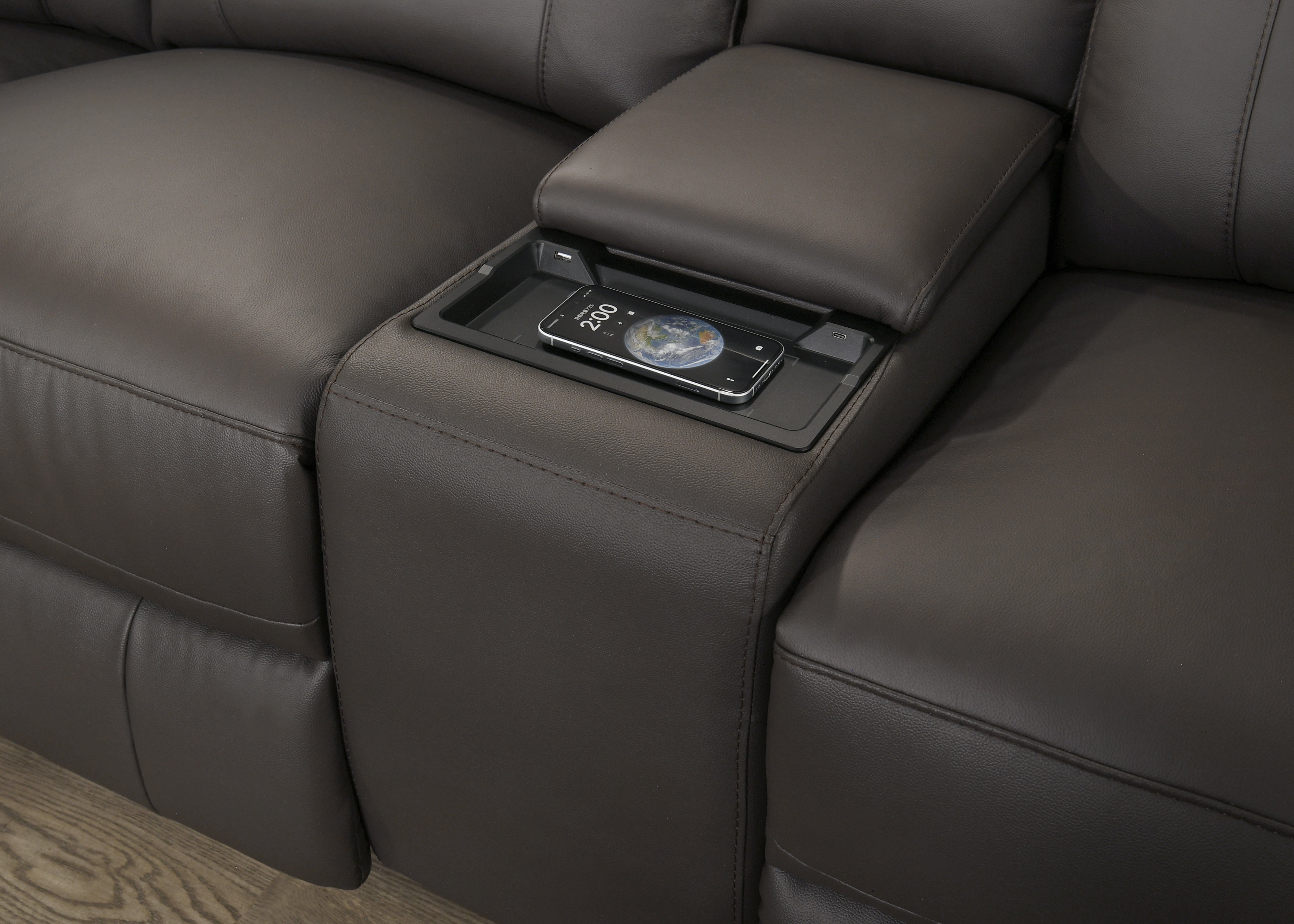 Soft Chocolate Brown Genuine Leather/Match Sofa Recliner Set – IF-8500 Recliner