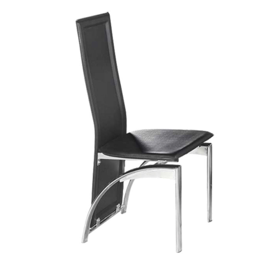 Black Faux Leather Dining Chair with Curved Chrome Legs – C-5067