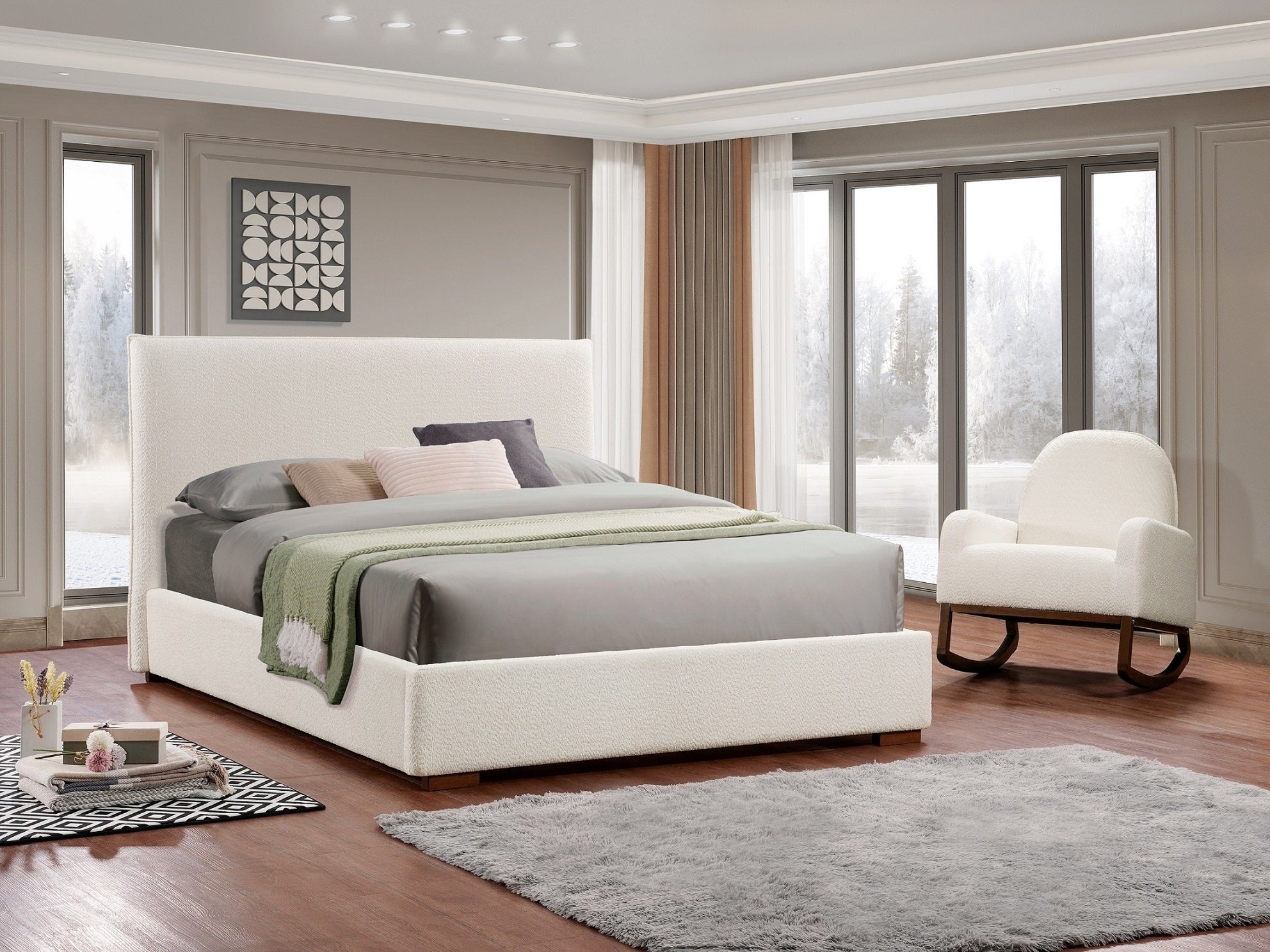 Ivory Tufted Wingback Bed – IF-5568