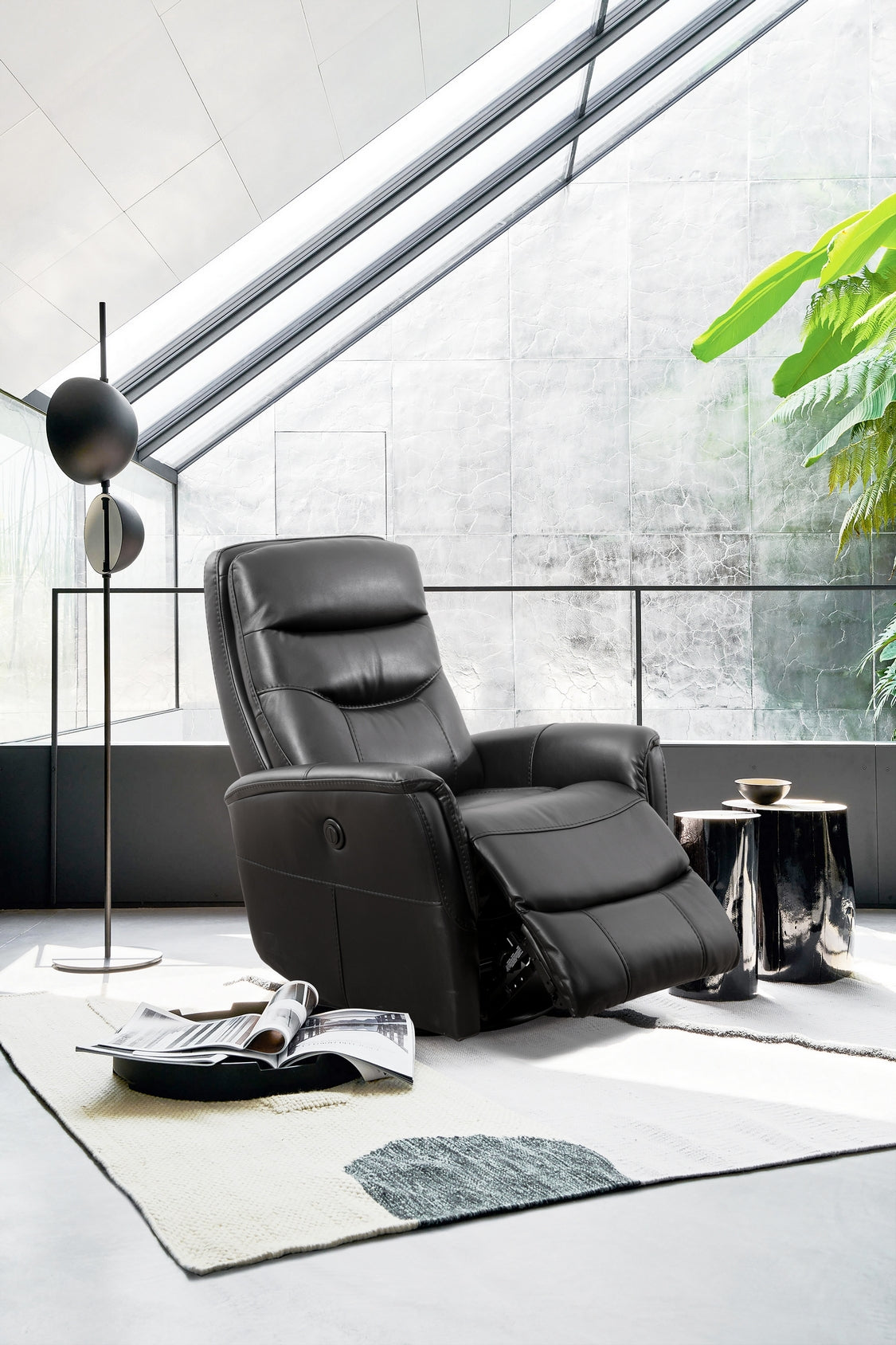 Black Leather Power Recliner – IF-6300-M Recliner