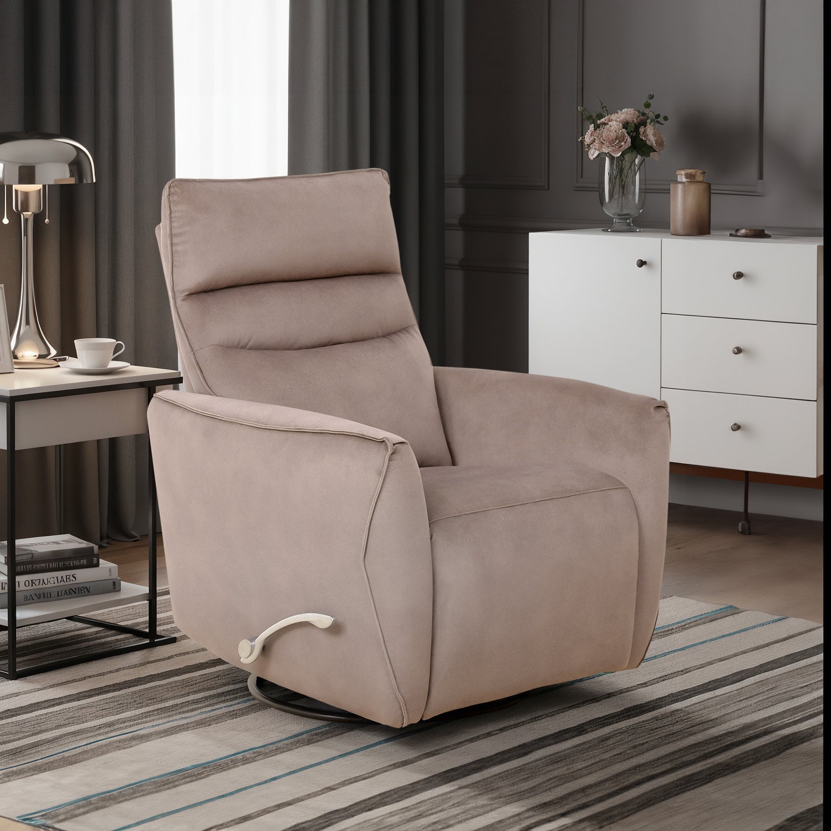 Taupe Fabric Swivel Glider Recliner – IF-6328-M Recliner