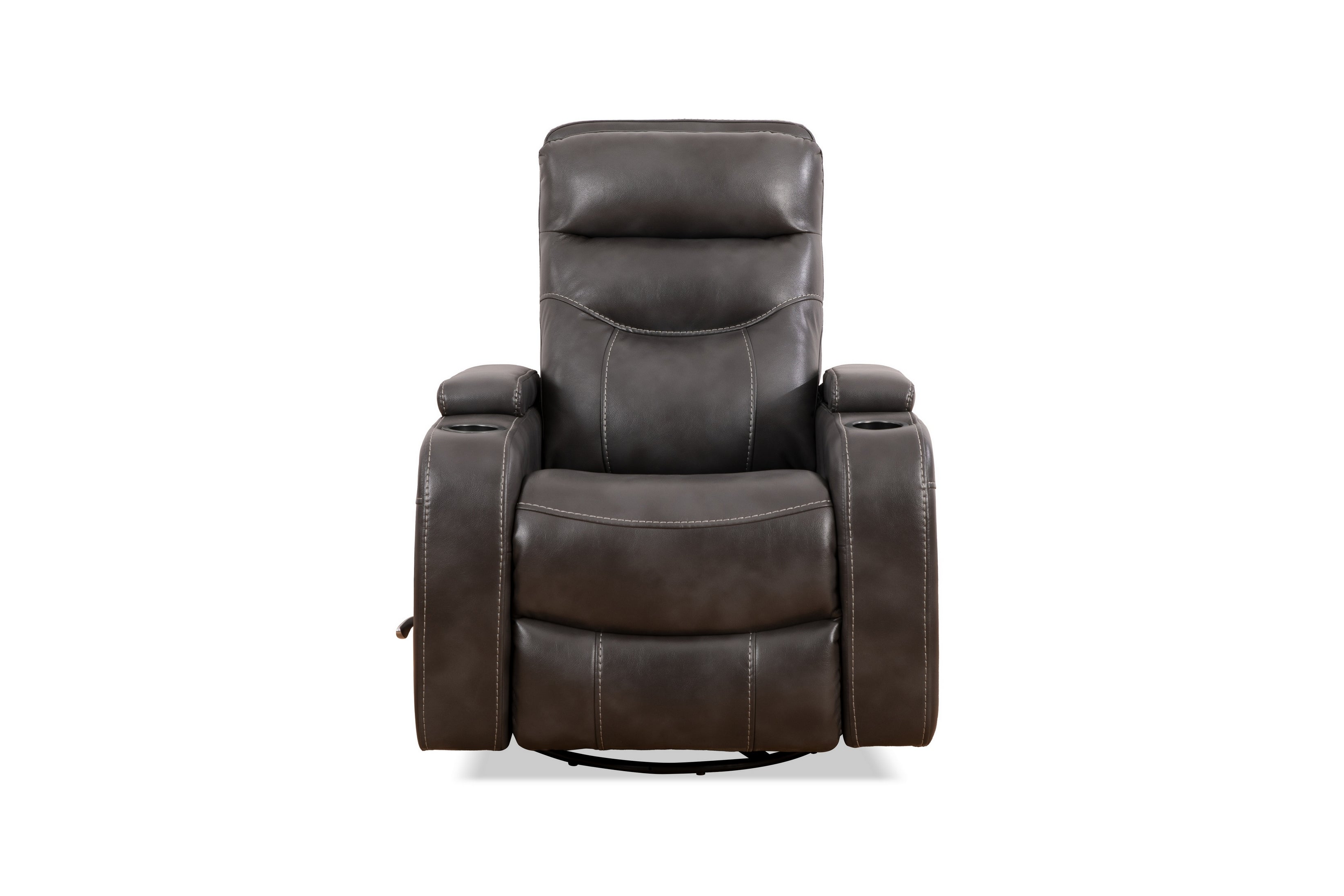 Grey Leather Power Recliner with Cupholder – IF-6312-M Recliner