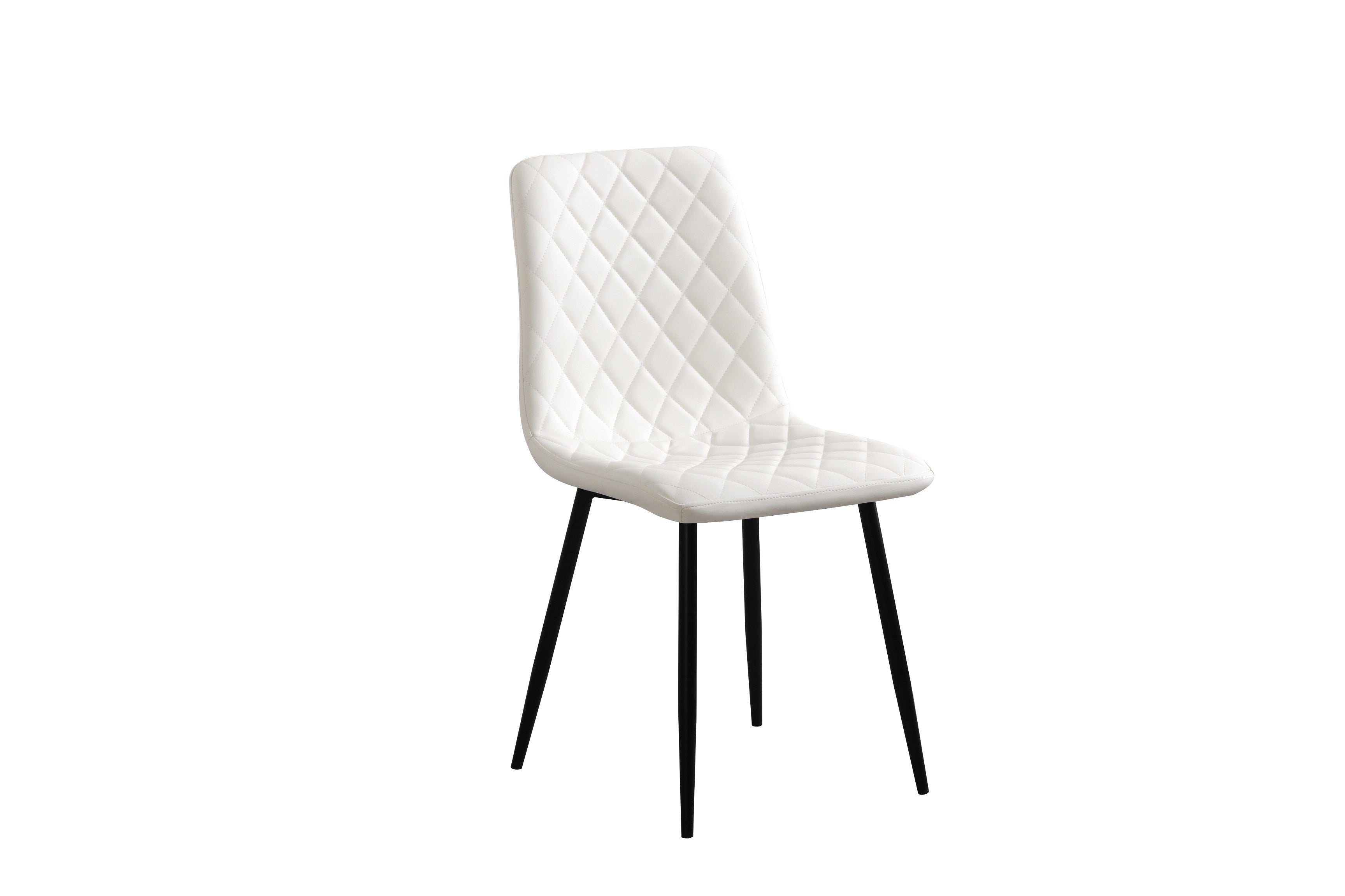 Image of c-1711: 06 upholstered white seat with black legs dining chair.