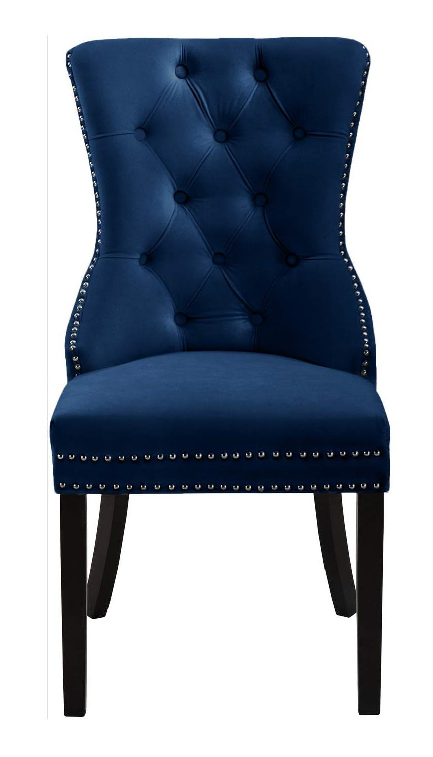 Navy Blue Tufted Velvet Dining Chair with Nailhead Trim – C-1222