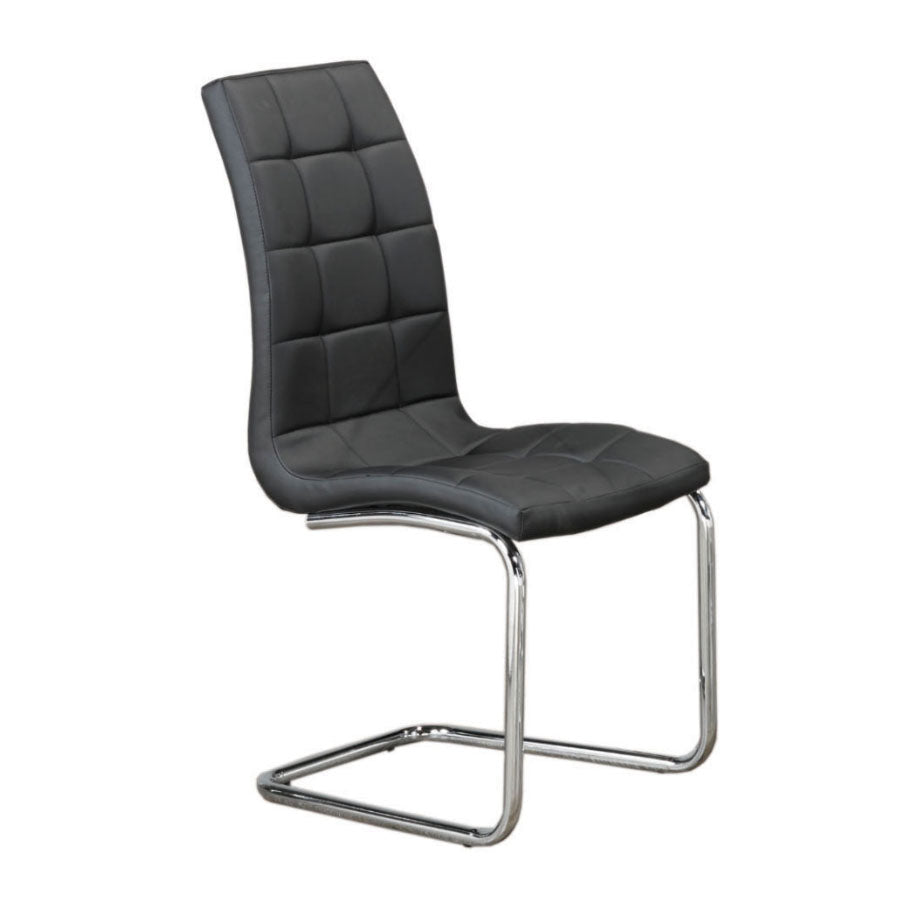 Black Quilted Faux Leather Dining Chair with Chrome Legs – C-1750