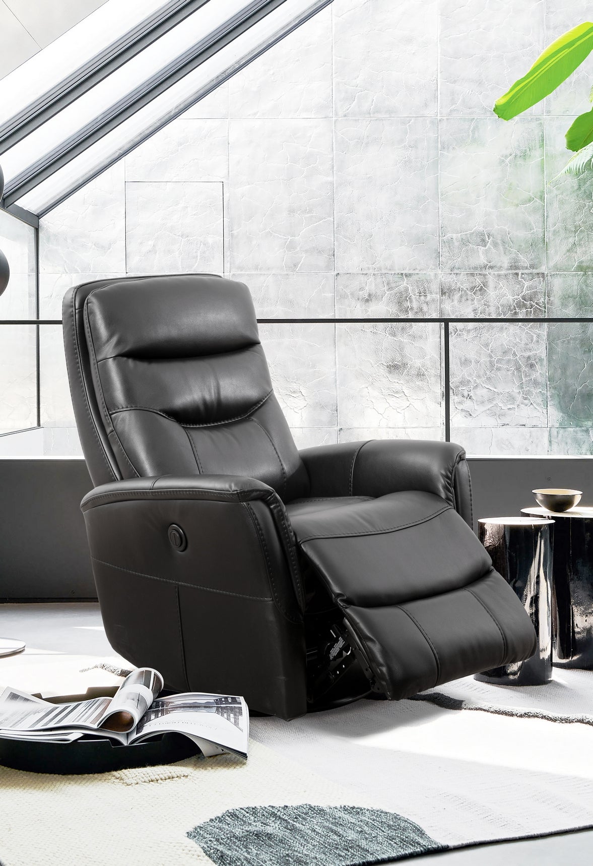 Black Leather Power Recliner – IF-6300-M Recliner