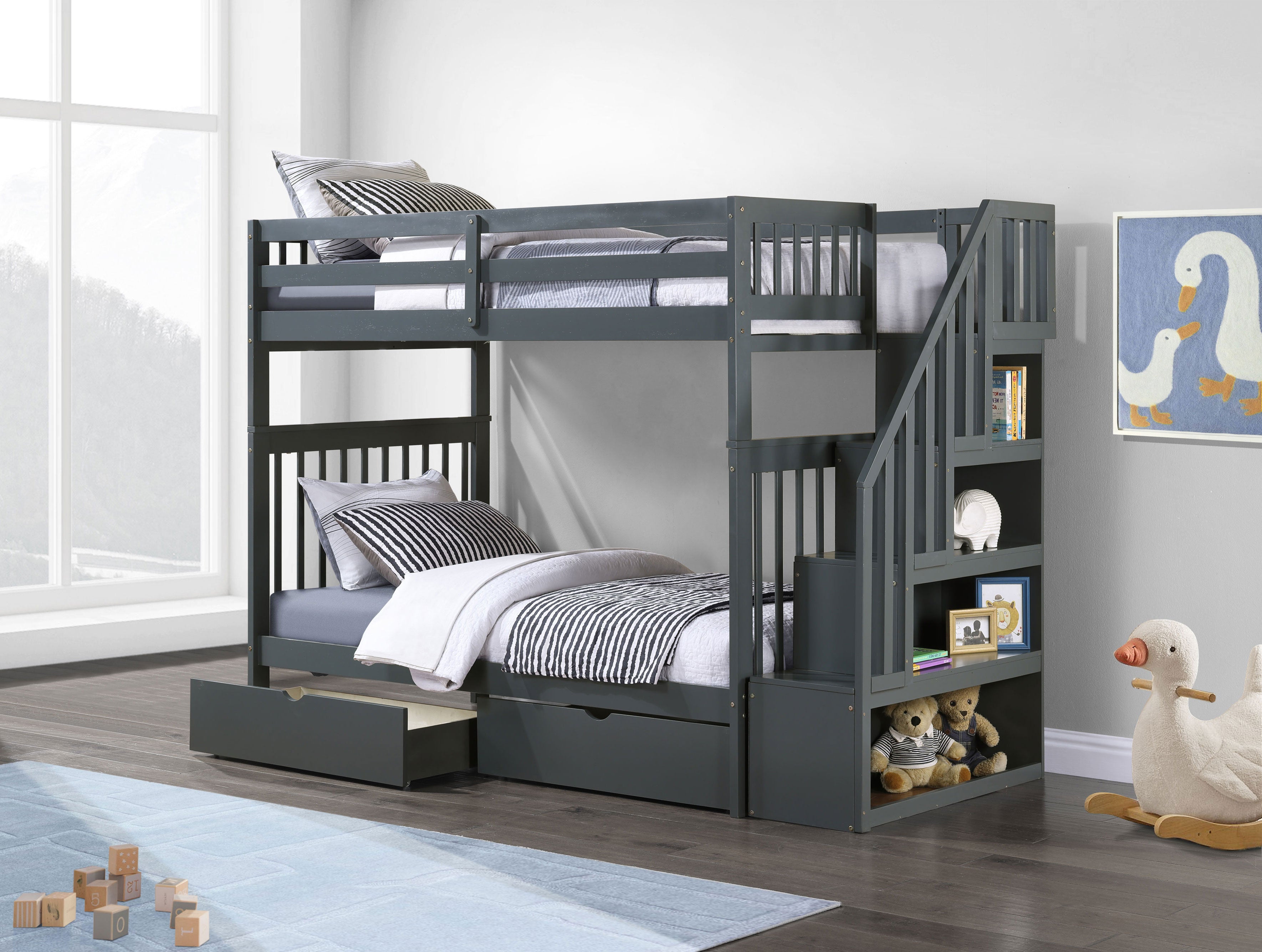 Please note The staircase is Reversible and can be installed on the Left or Right Side Bunk Bed –...